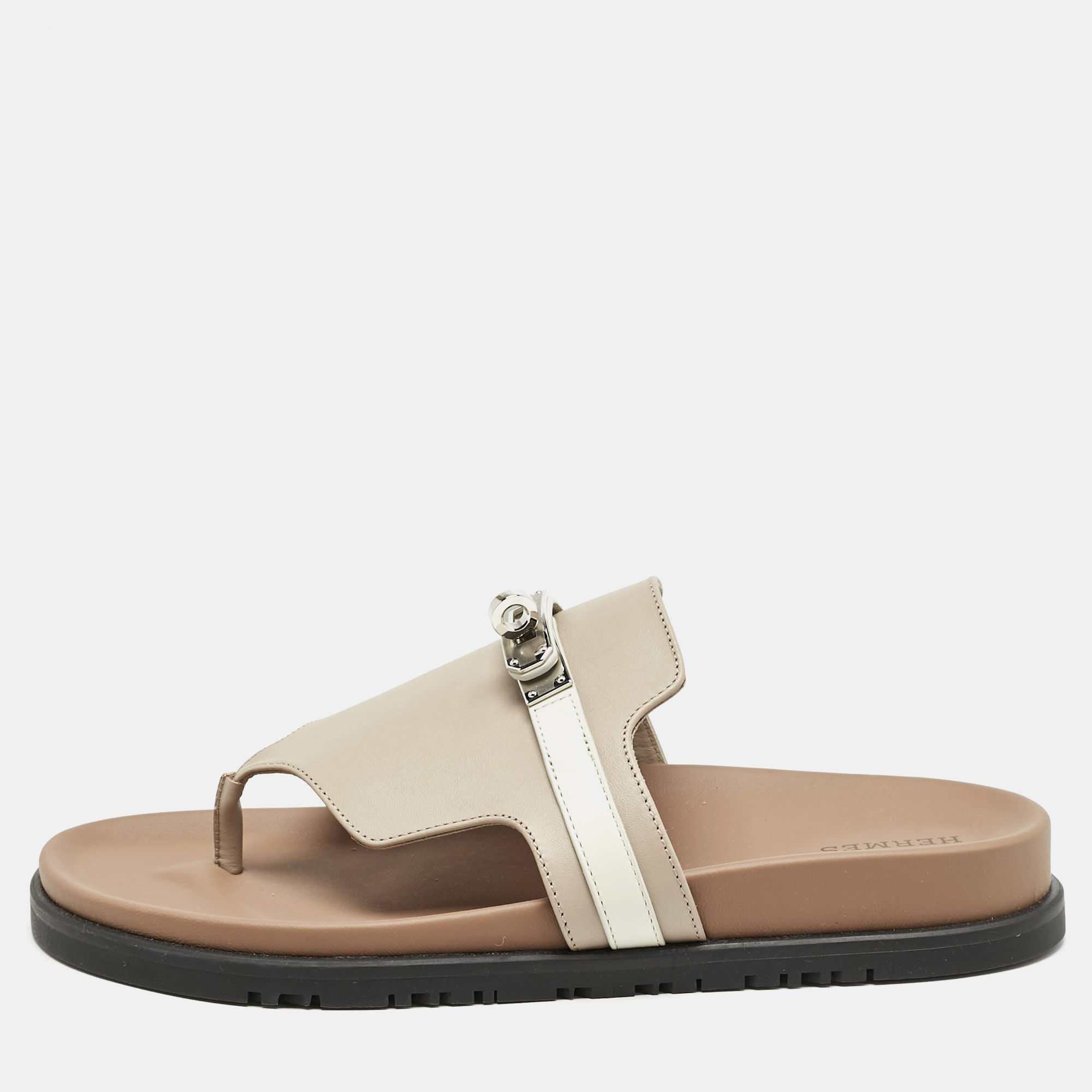 

Hermes Beige Leather Empire Sandals Size