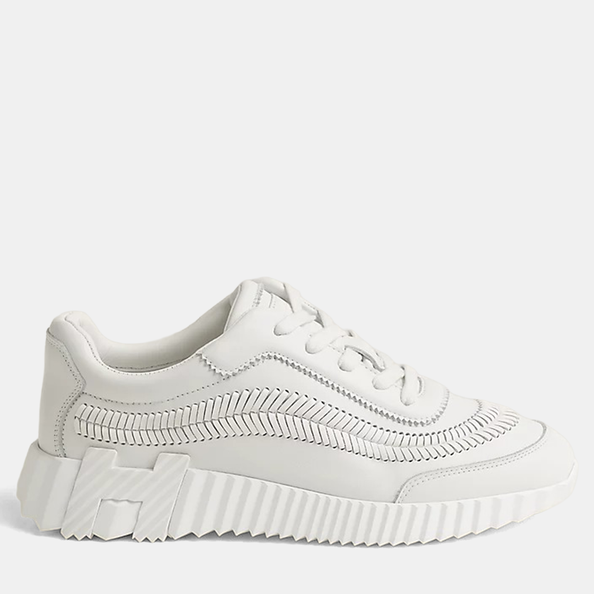 Pre-owned Hermes Bouncing Size 36 Blanc Calfskin Sneakers In White