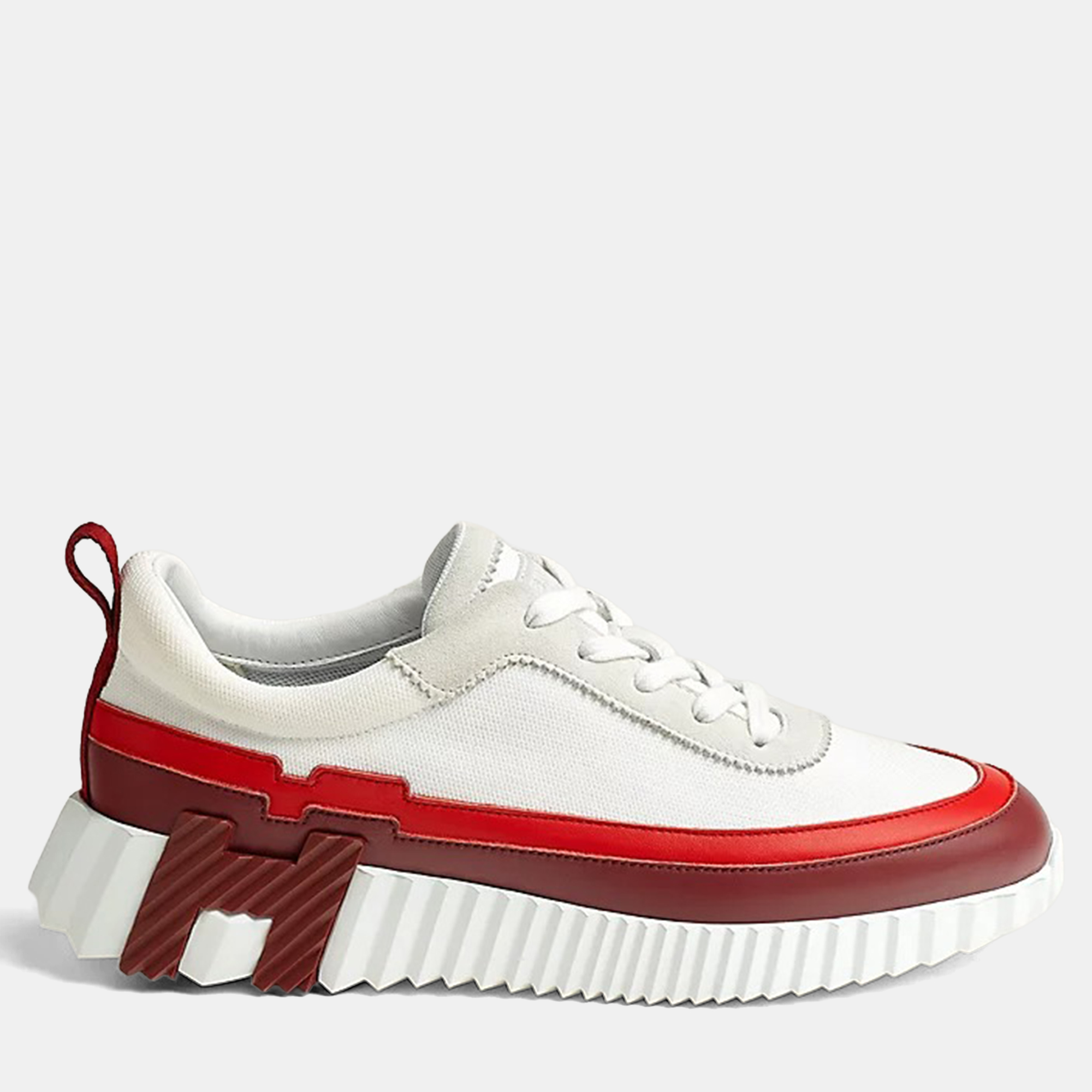

Hermes Blanc Bouncing  Multicolore Suede/Knit/Calfskin Sneakers, Red