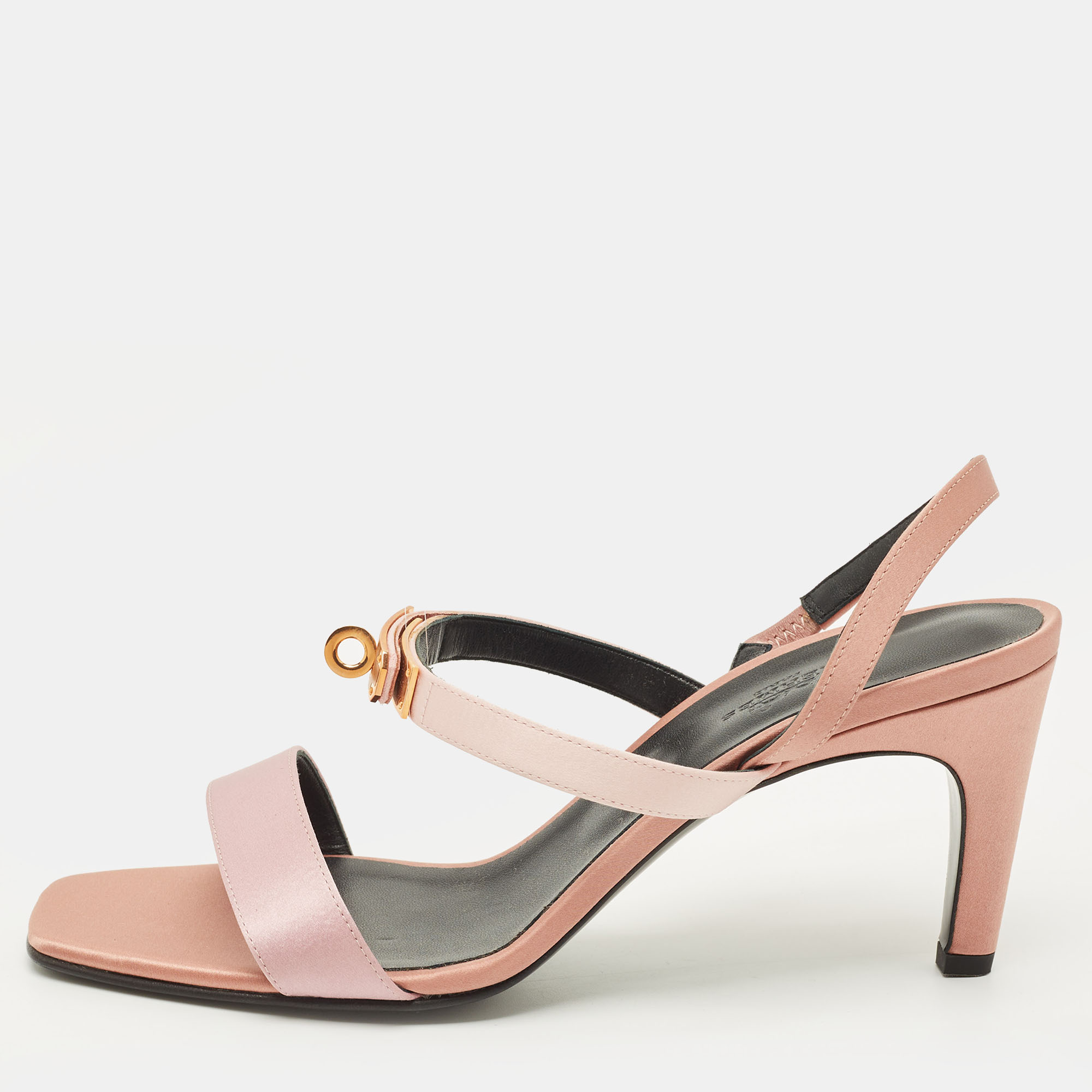 

Hermes Glamour Size  Beige/Pink Satin Ankle Strap Sandals