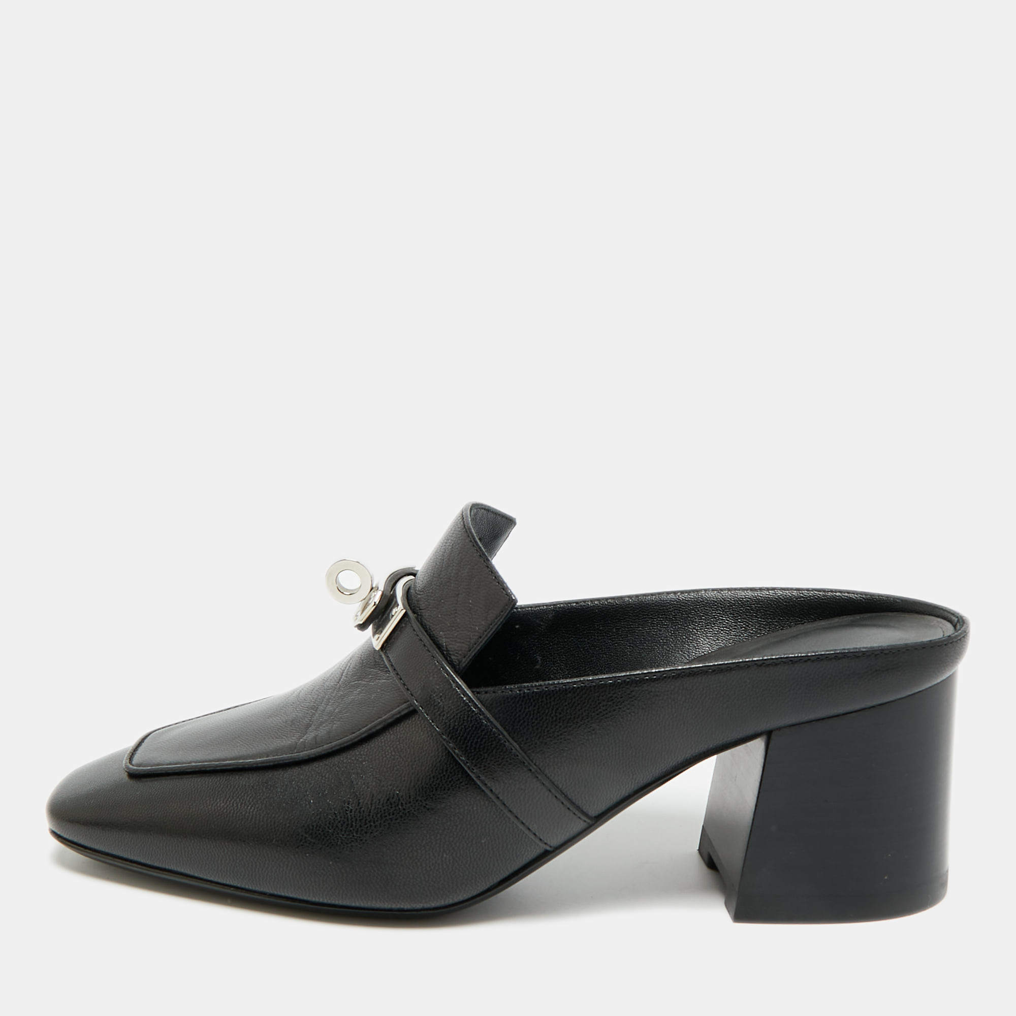 

Hermès Blossom Size  Black Leather Mules