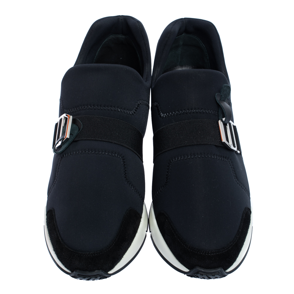 

Hermes Black Neoprene and Leather Run Sneakers Size