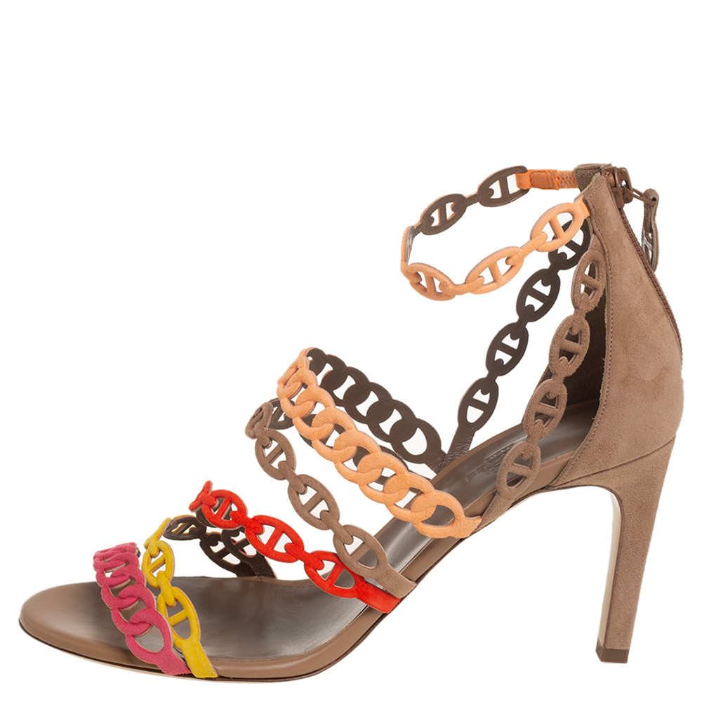 

Hermes Multicolor Suede Chaîne d'Ancre Sandals Size