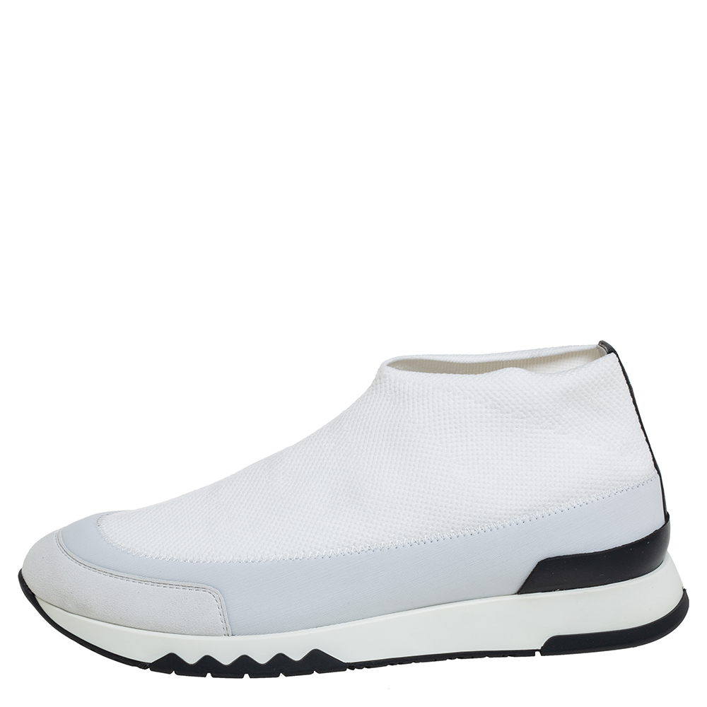 

Hermes White Knit Fabric And Neoprene Tokyo Slip On Sneakers Size