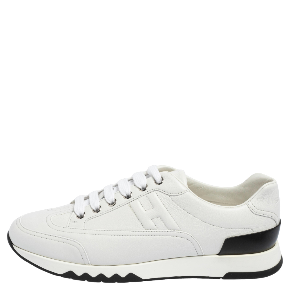 

Hermes White Leather Low Top Trail Sneakers Size