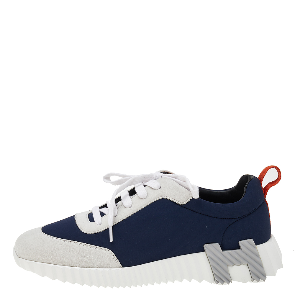 

Hermes Navy Blue/White Suede And Neoprene Sneakers Size
