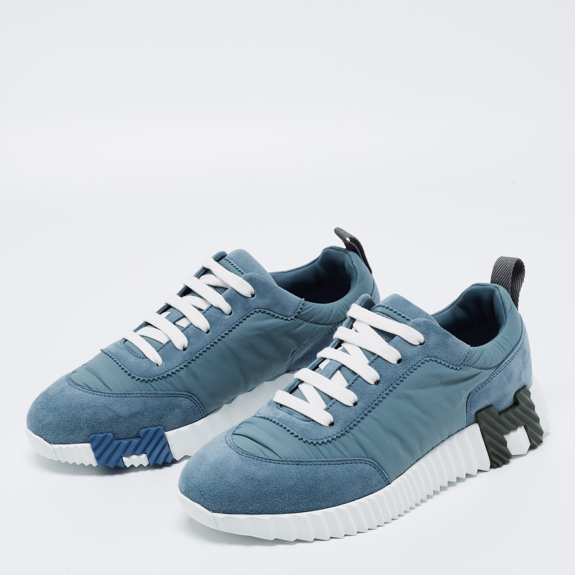 

Hermes Blue Neoprene and Suede Bouncing Sneakers Size