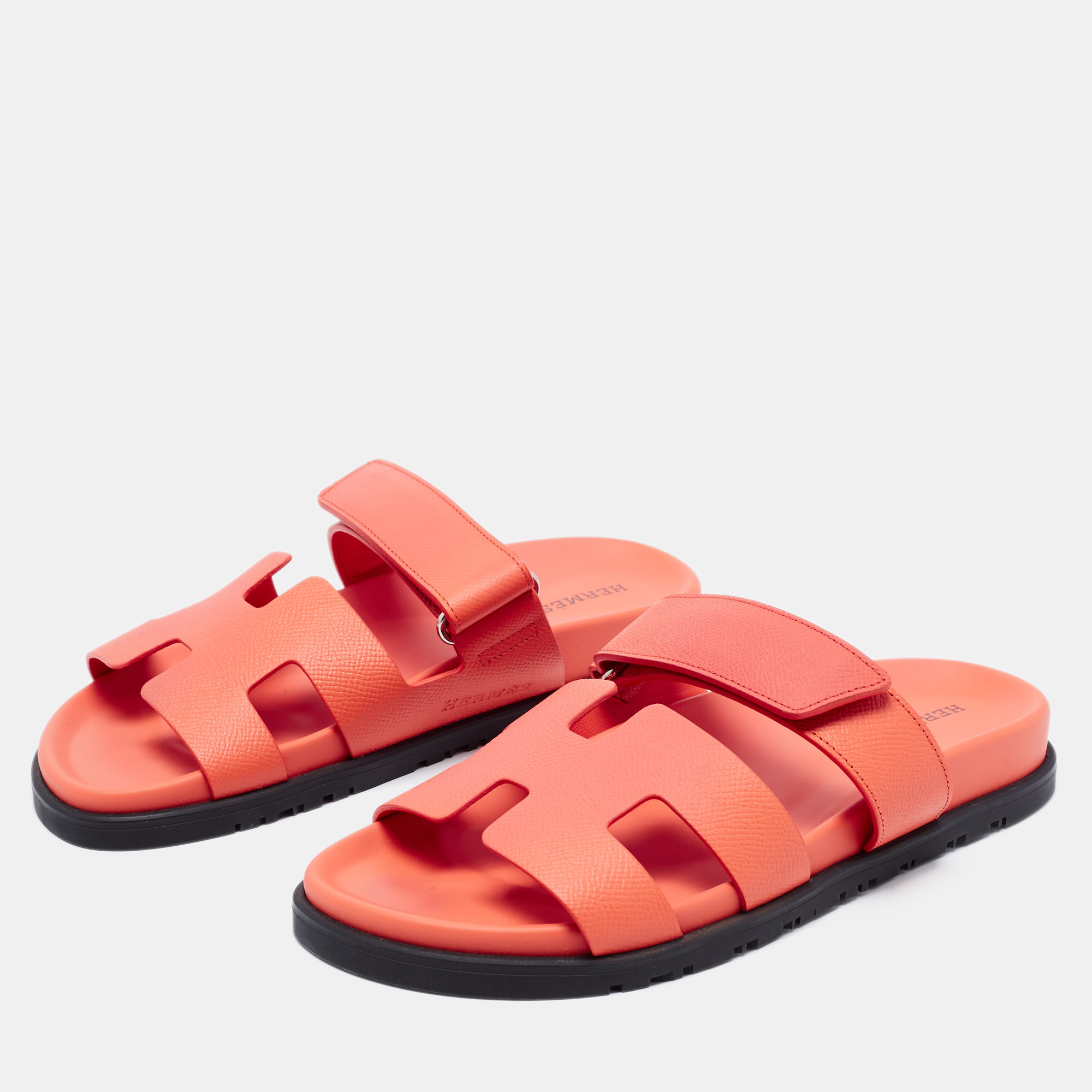 

Hermes Orange Leather Chypre Sandals Size