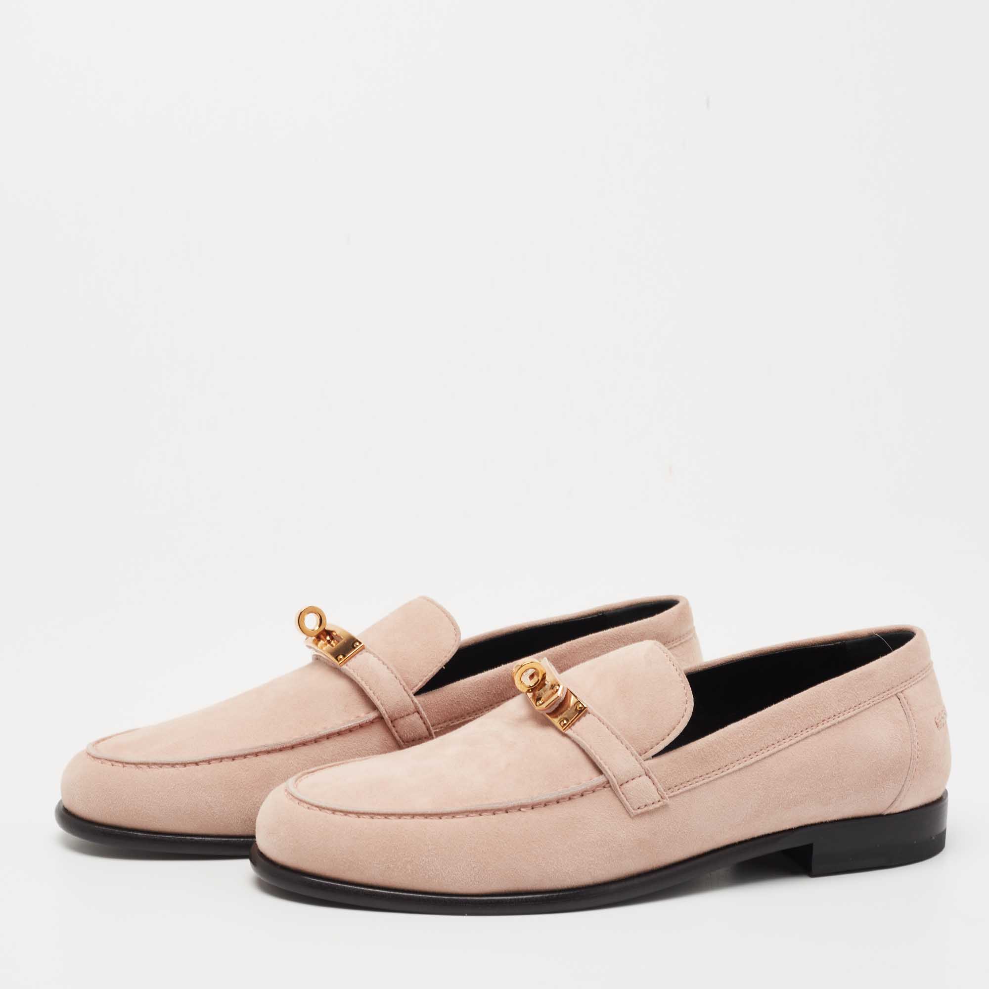 

Hermes Rose Aube Suede Goatskin Destin Loafers Size, Pink