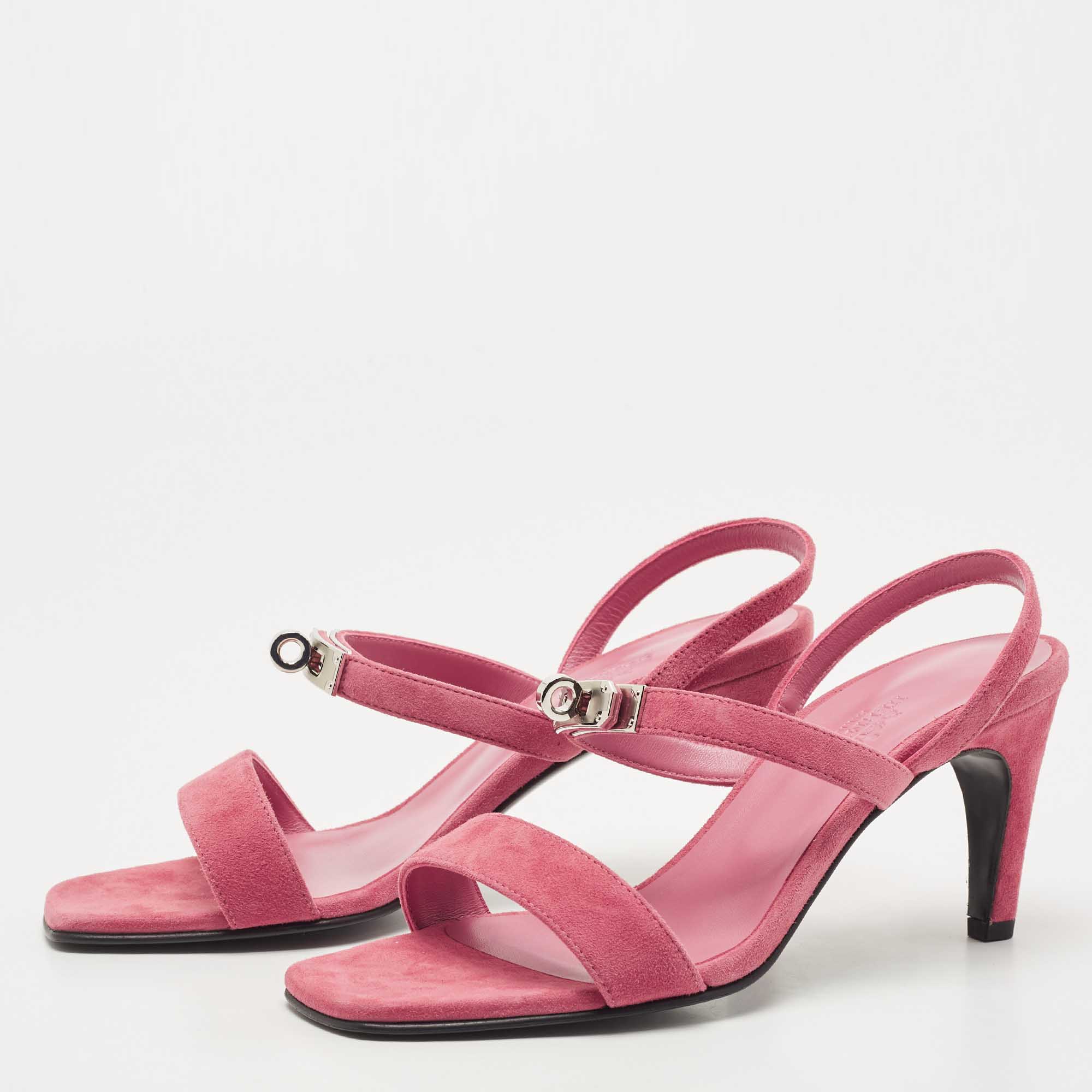 

Hermes Pink Suede Glamour Slingback Sandals Size