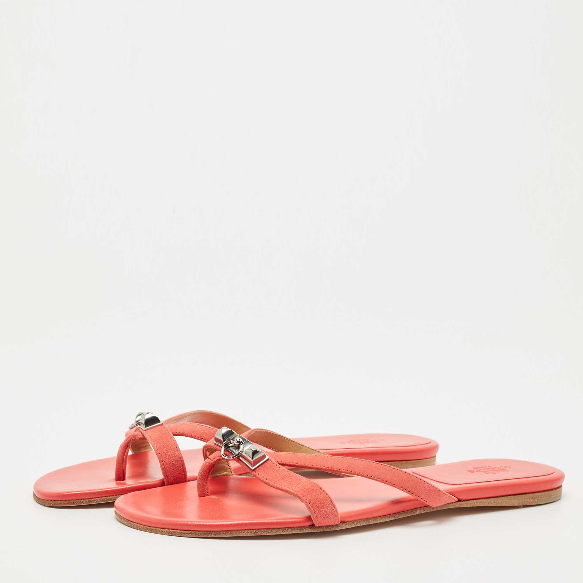 

Hermes Pink Suede Corfu Thong Flat Slides Size