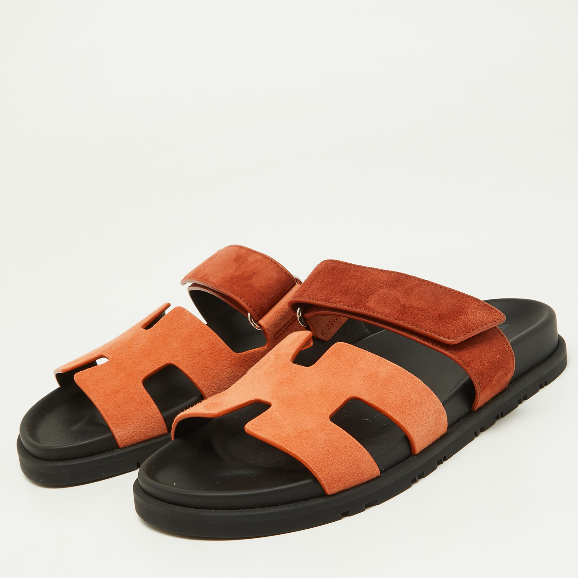 

Hermes Orange Suede Chypre Sandals Size