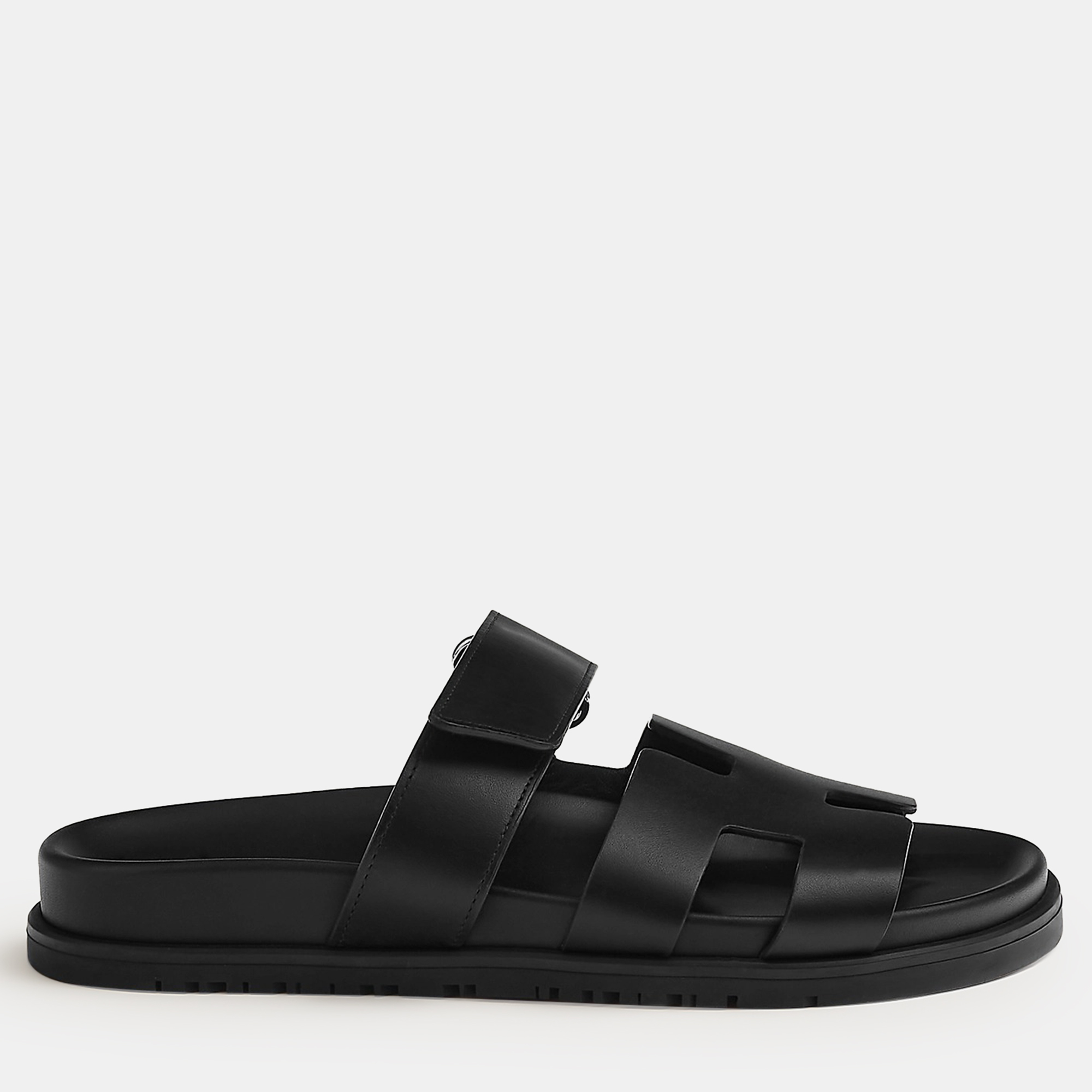 

Hermes Black Rubber Chypre sandal