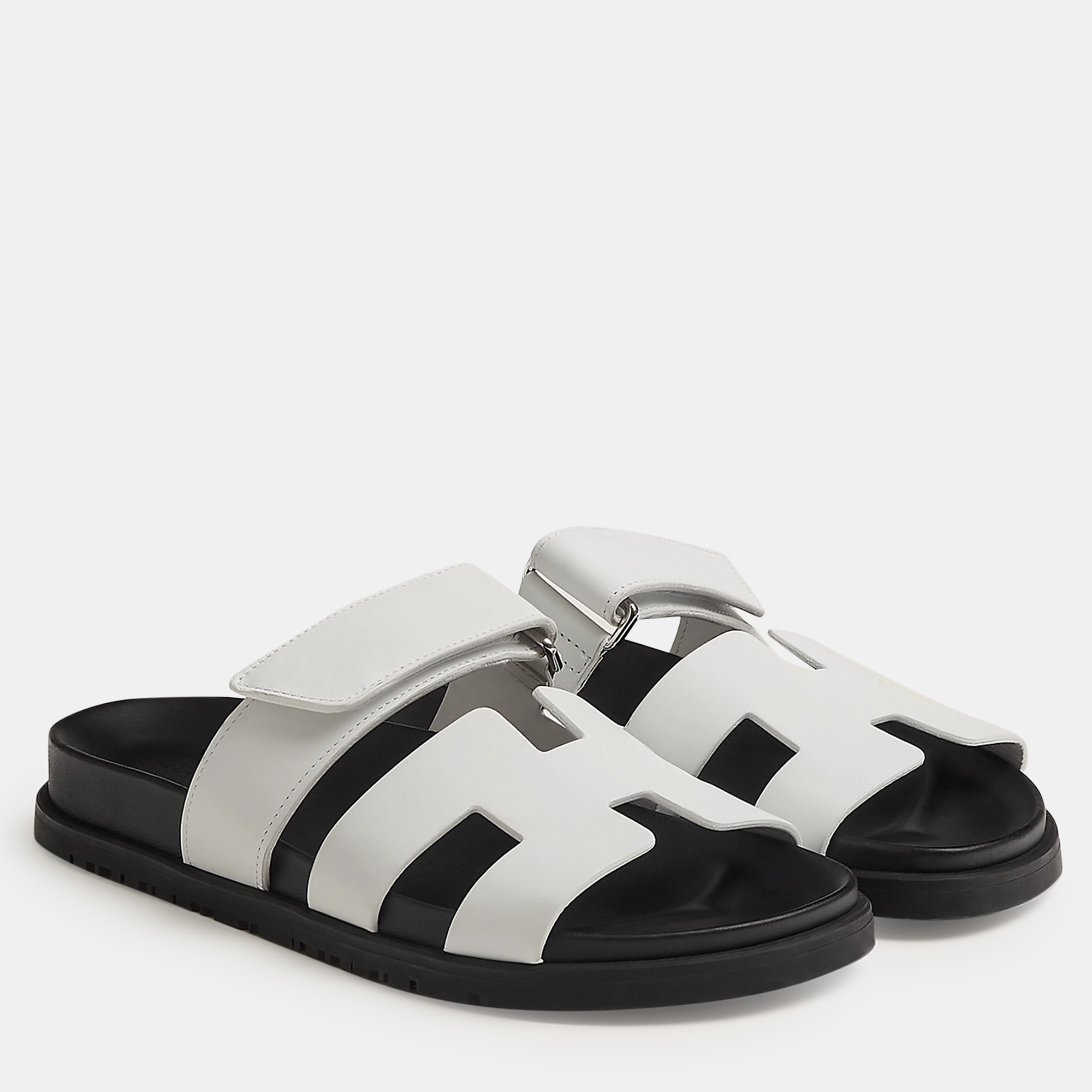 

Hermes Black and white Rubber Chypre sandal