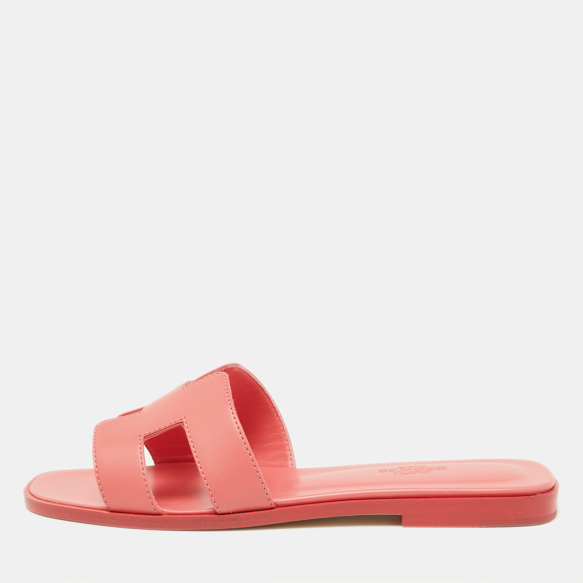 

Hermes Pink Leather Oran Flat Sandals Size
