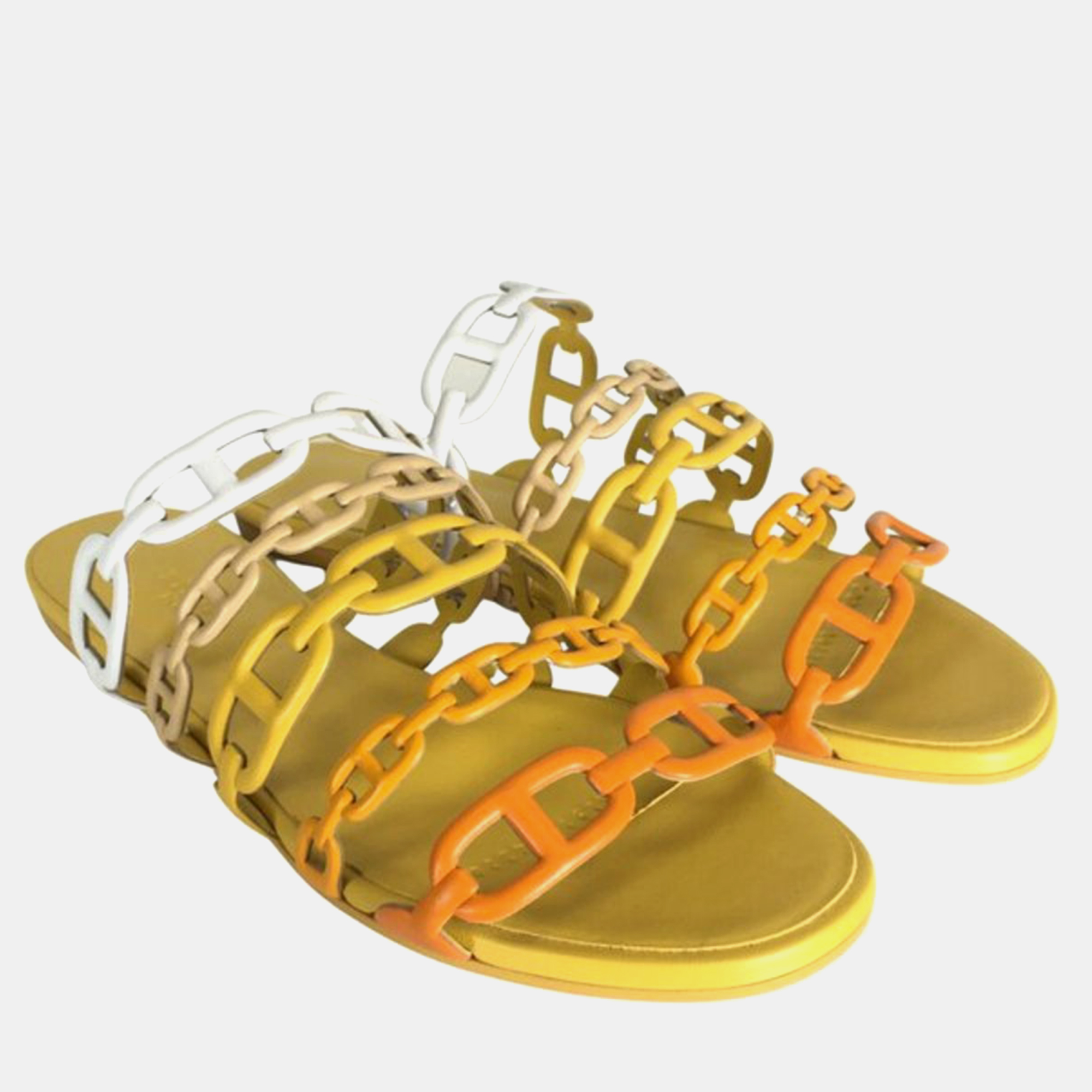 

Hermes Multicolore Jaune Nappa Thalassa Sandals, Orange