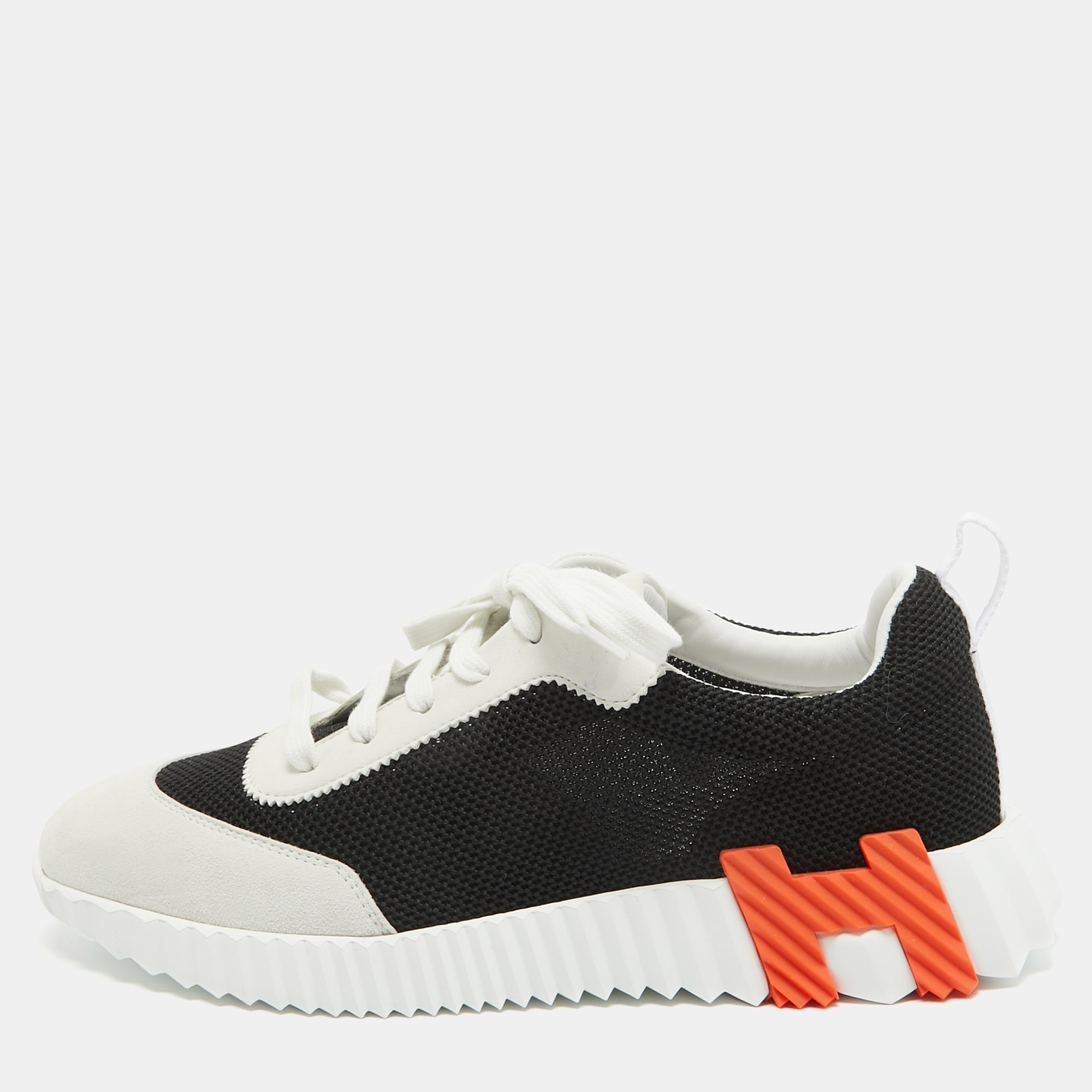 

Hermès Black/Grey Mesh and Suede Bouncing Sneakers Size