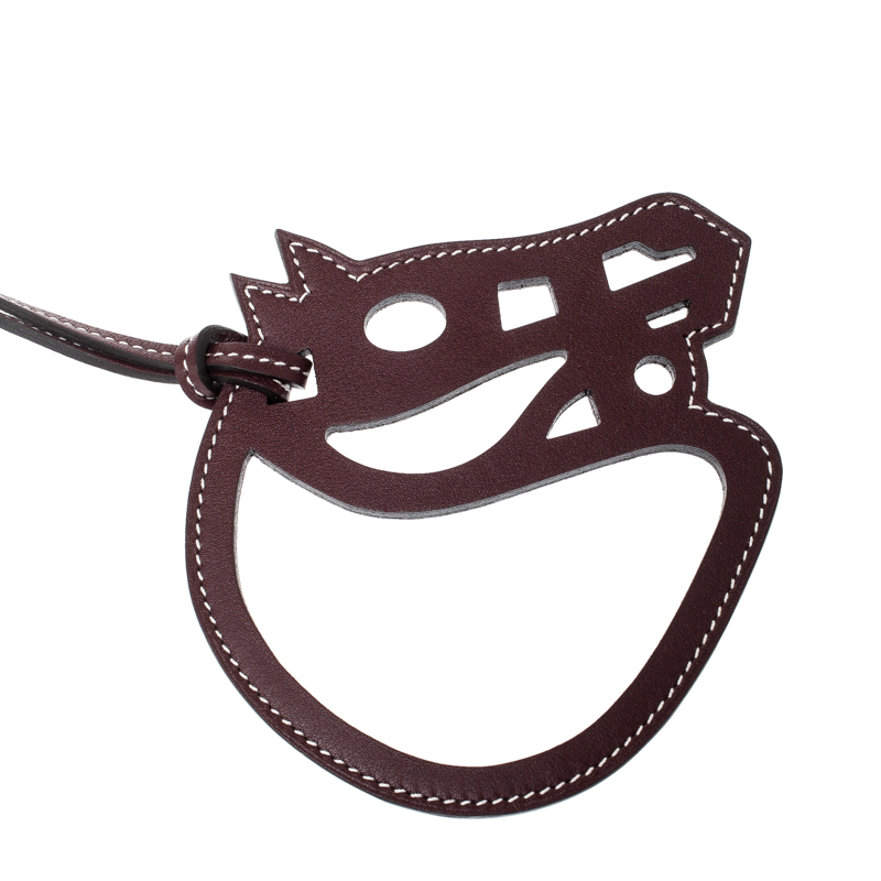 

Hermes Dark Maroon Leather Paddock Cheval Horse Bag Charm, Burgundy