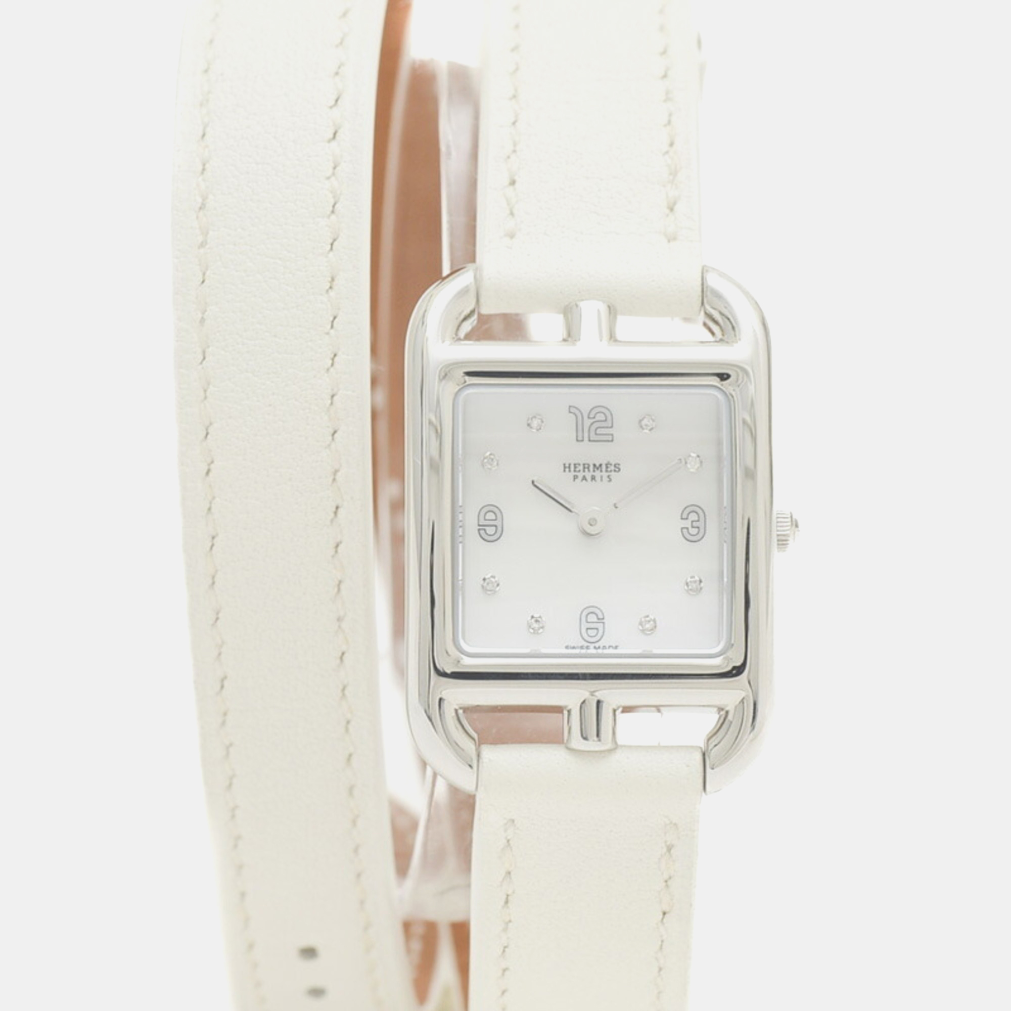 

Hermes White Diamond Stainless Steel Cape Cod Quartz Women's Wristwatch 23 mm