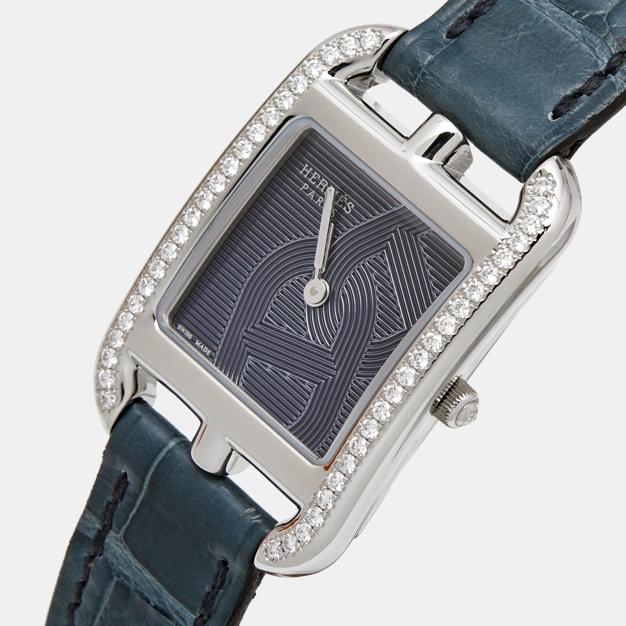 

Hermès Blue Diamond Stainless Steel Alligator Cape Cod W058996WW00 Women's Wristwatch
