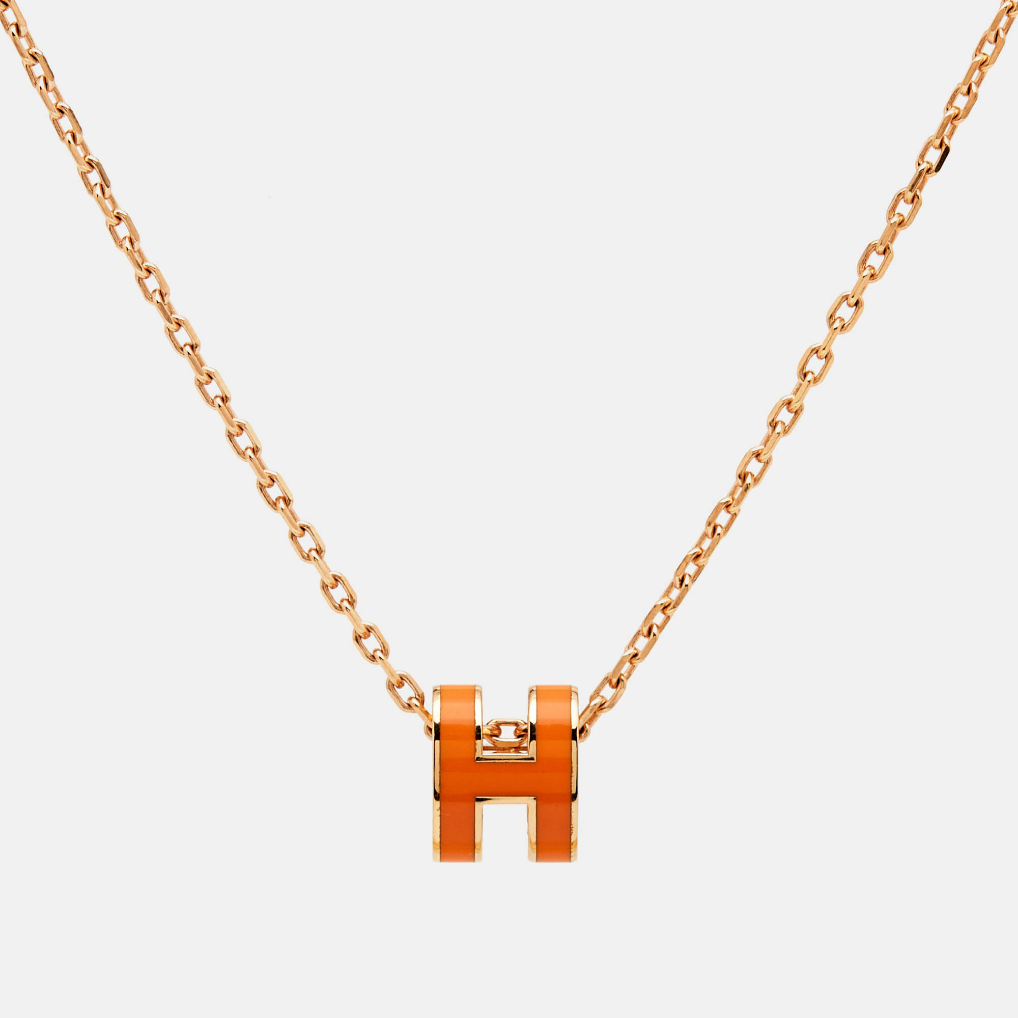 

Hermes Mini Pop H Enamel Gold Tone Necklace