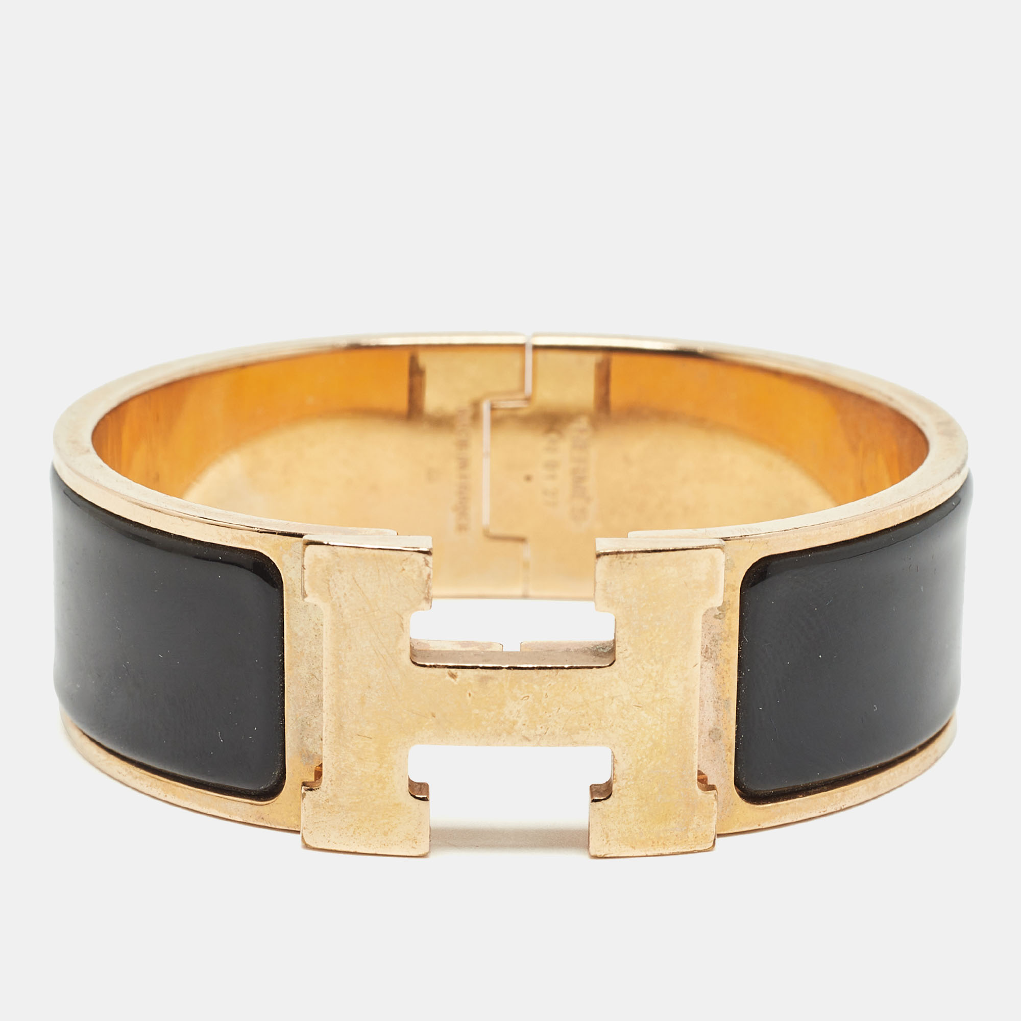 

Hermes Clic Clac H Enamel Gold Plated Bracelet