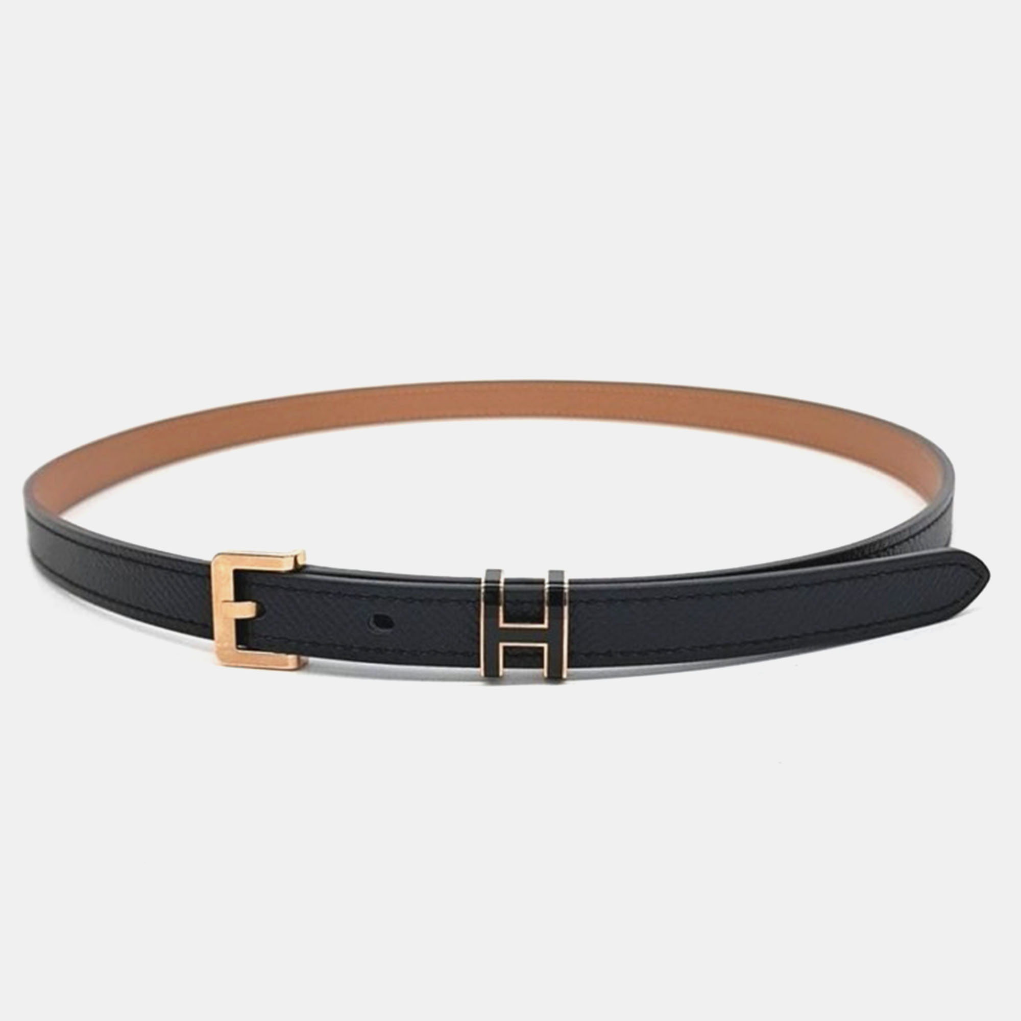 

Hermes Black Leather Pop H Belt