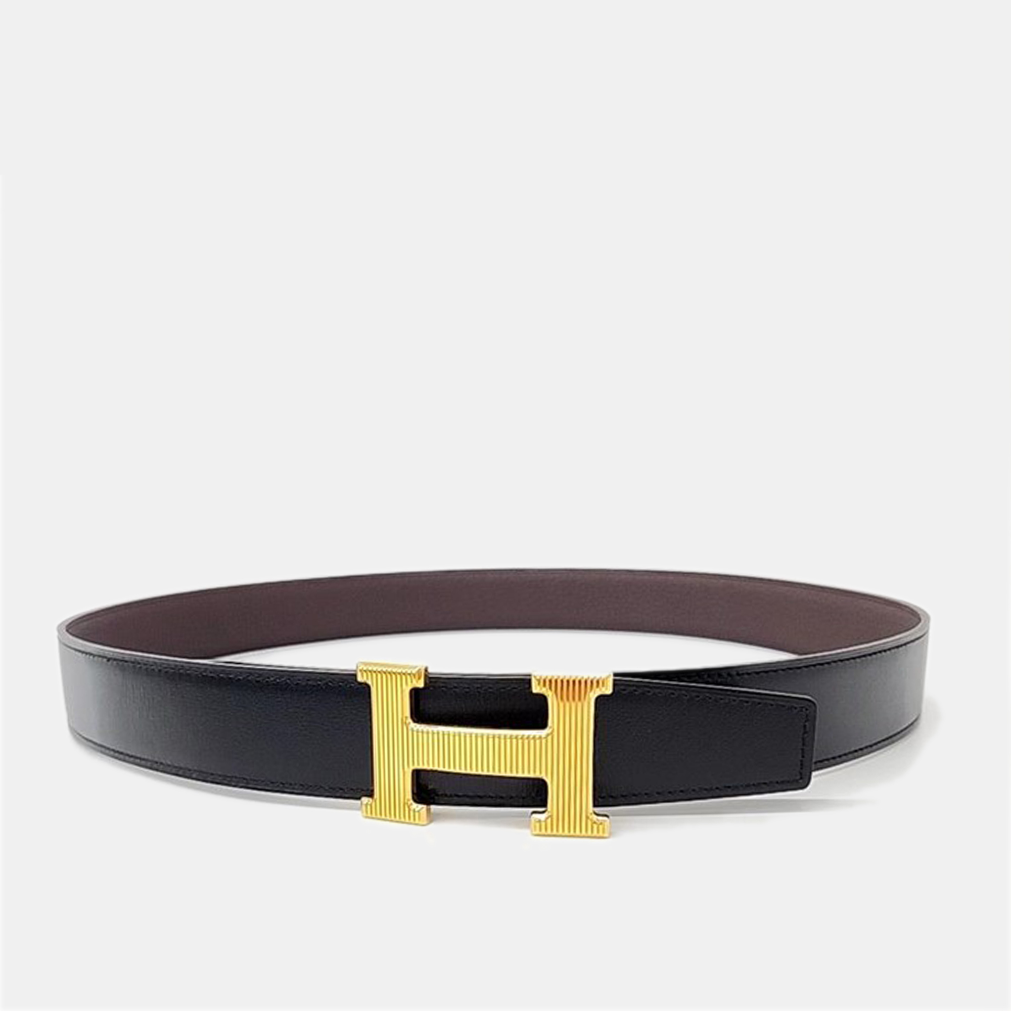 

Hermes Leather Reversible Constance Belt, Black