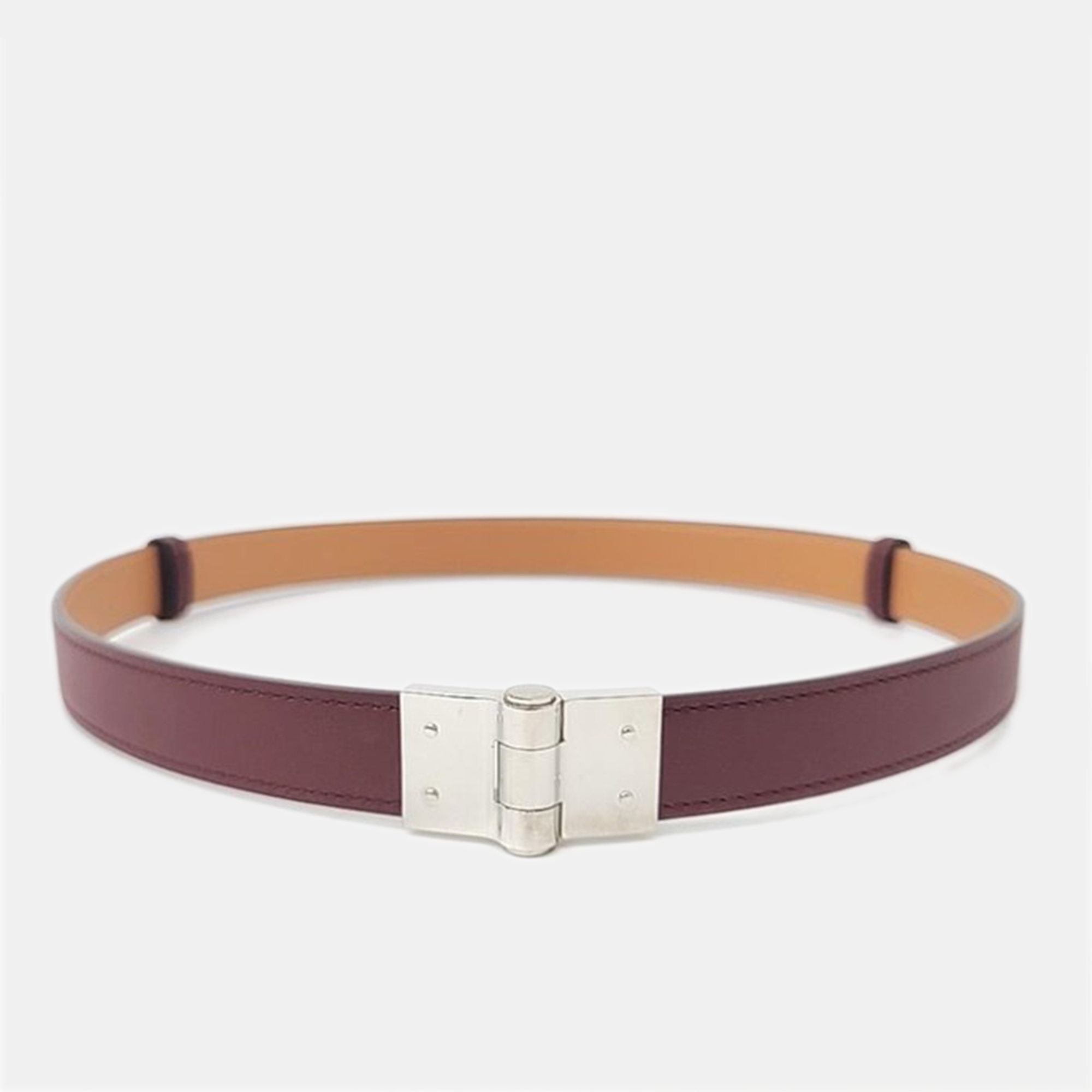 

Hermes Burgundy Leather Charniere Belt