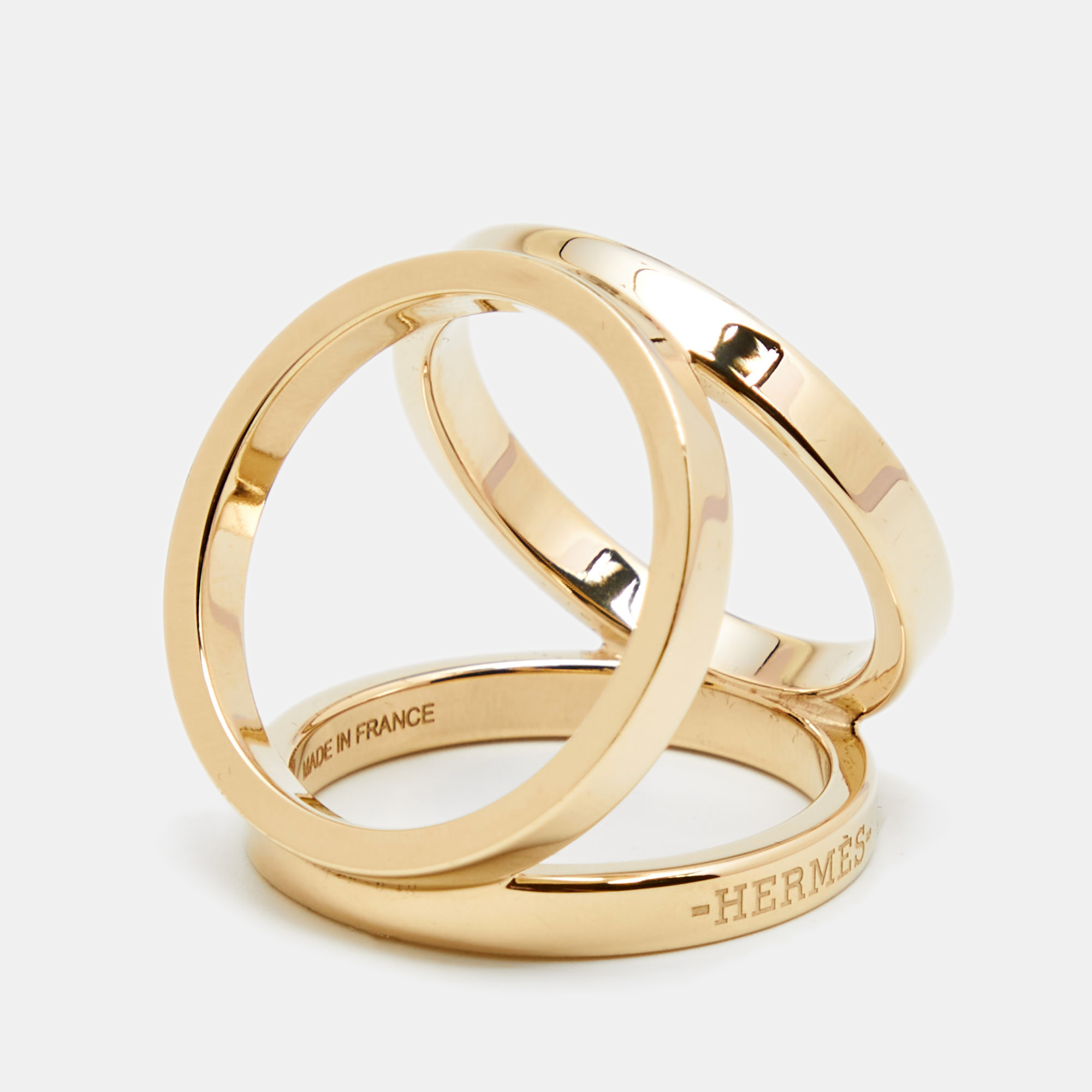 

Hermes Trio Gold Tone Scarf Ring