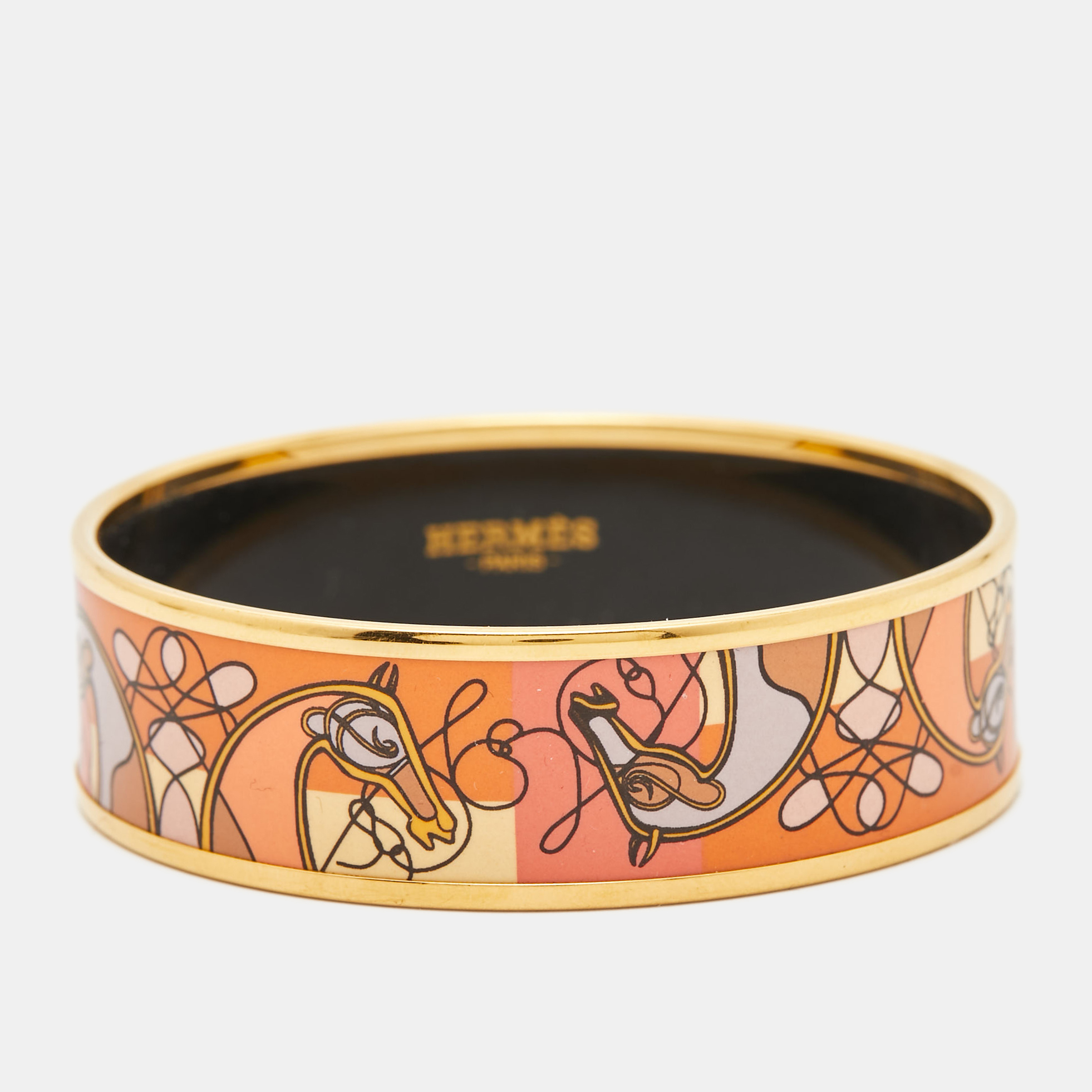 

Hermes Emaile GM Coup De Fouet Enamel Gold Plated Bracelet