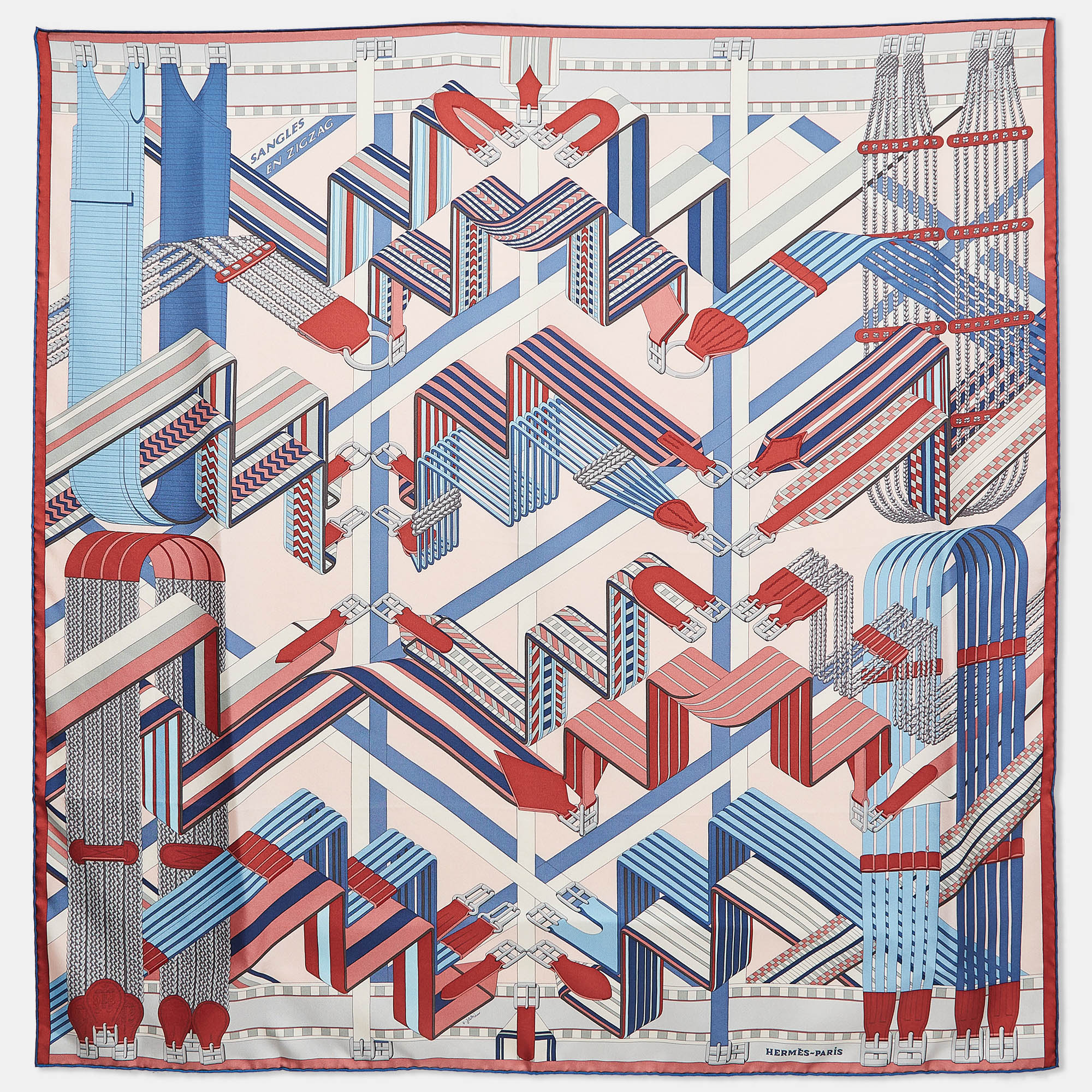 

Hermes Multicolor Printed Sangles en Zig Zag Scarf