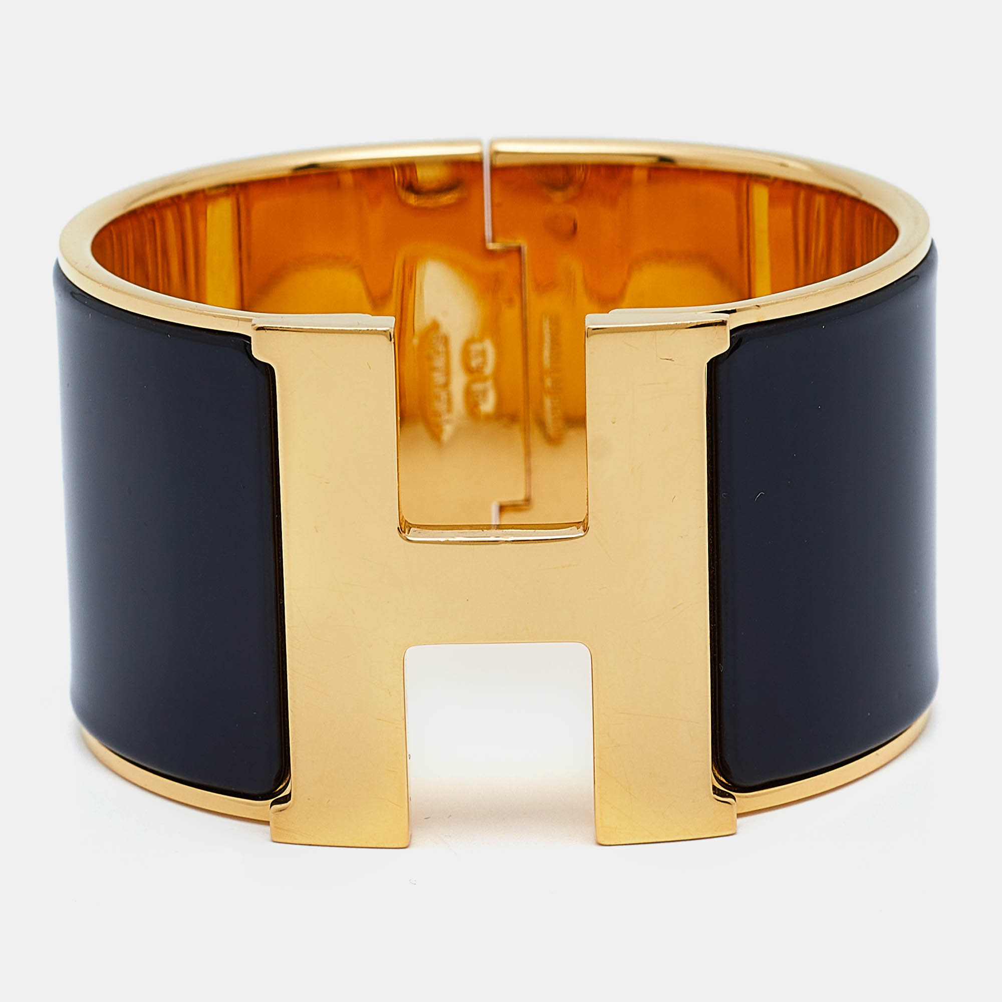 

Hermès Clic Clac H Enamel Gold Plated Extra Wide Bracelet