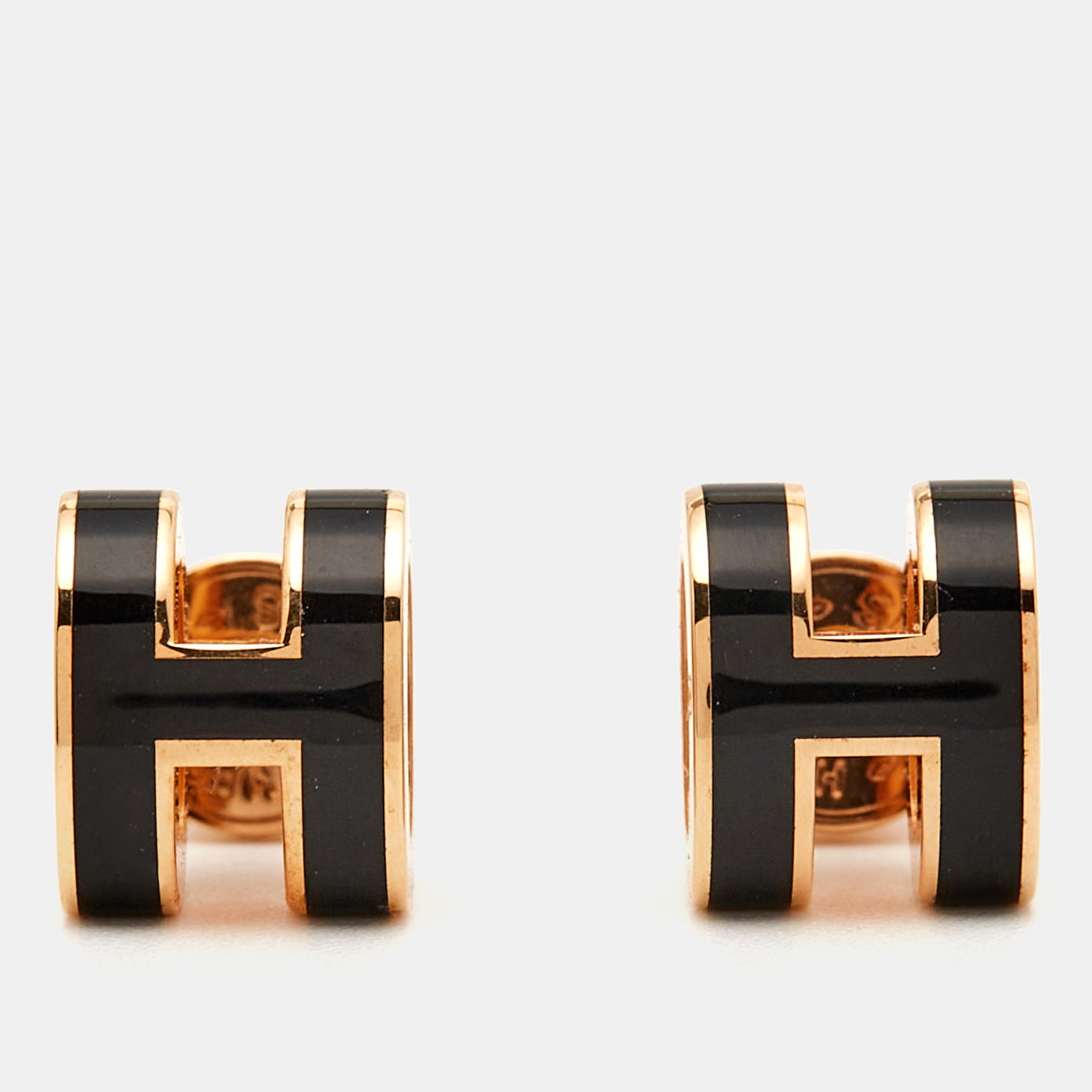 

Hermes Mini Pop H Enamel Gold Plated Stud Earring