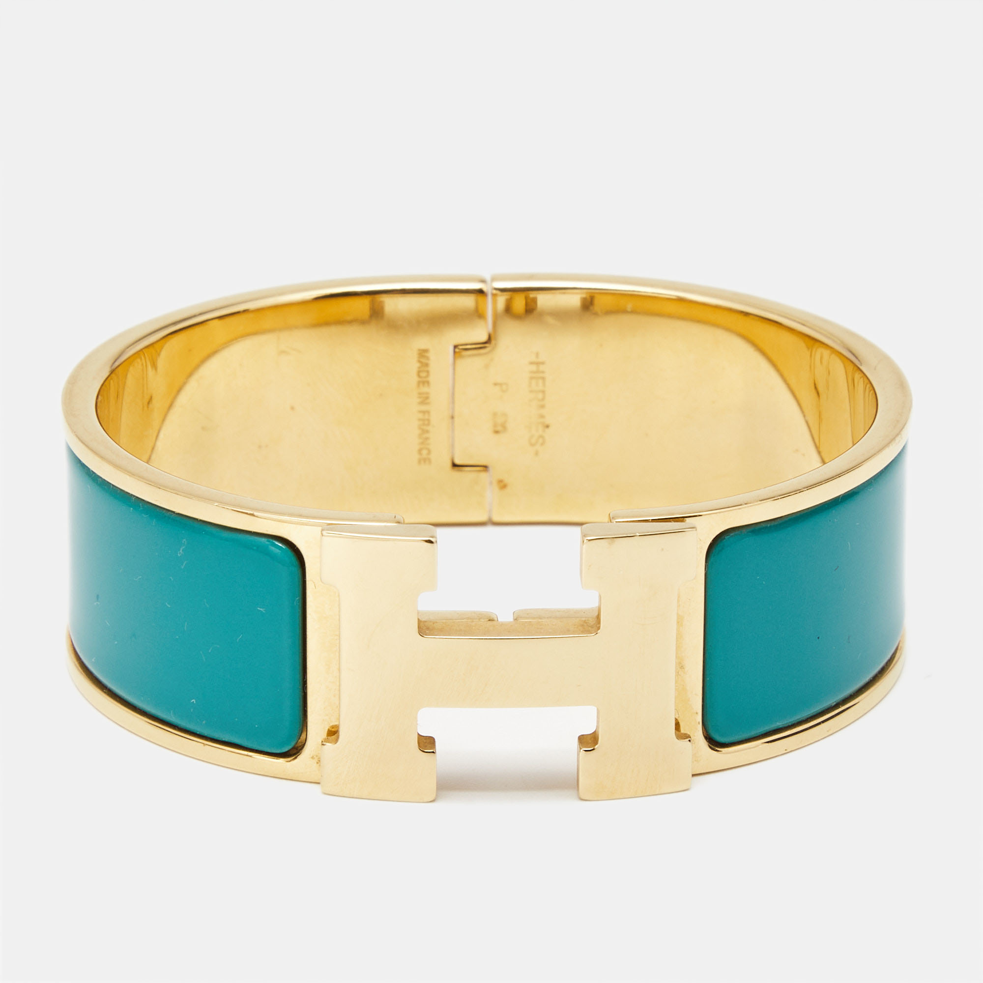 

Hermès Clic Clac H Turquoise Enamel Gold Plated Bracelet