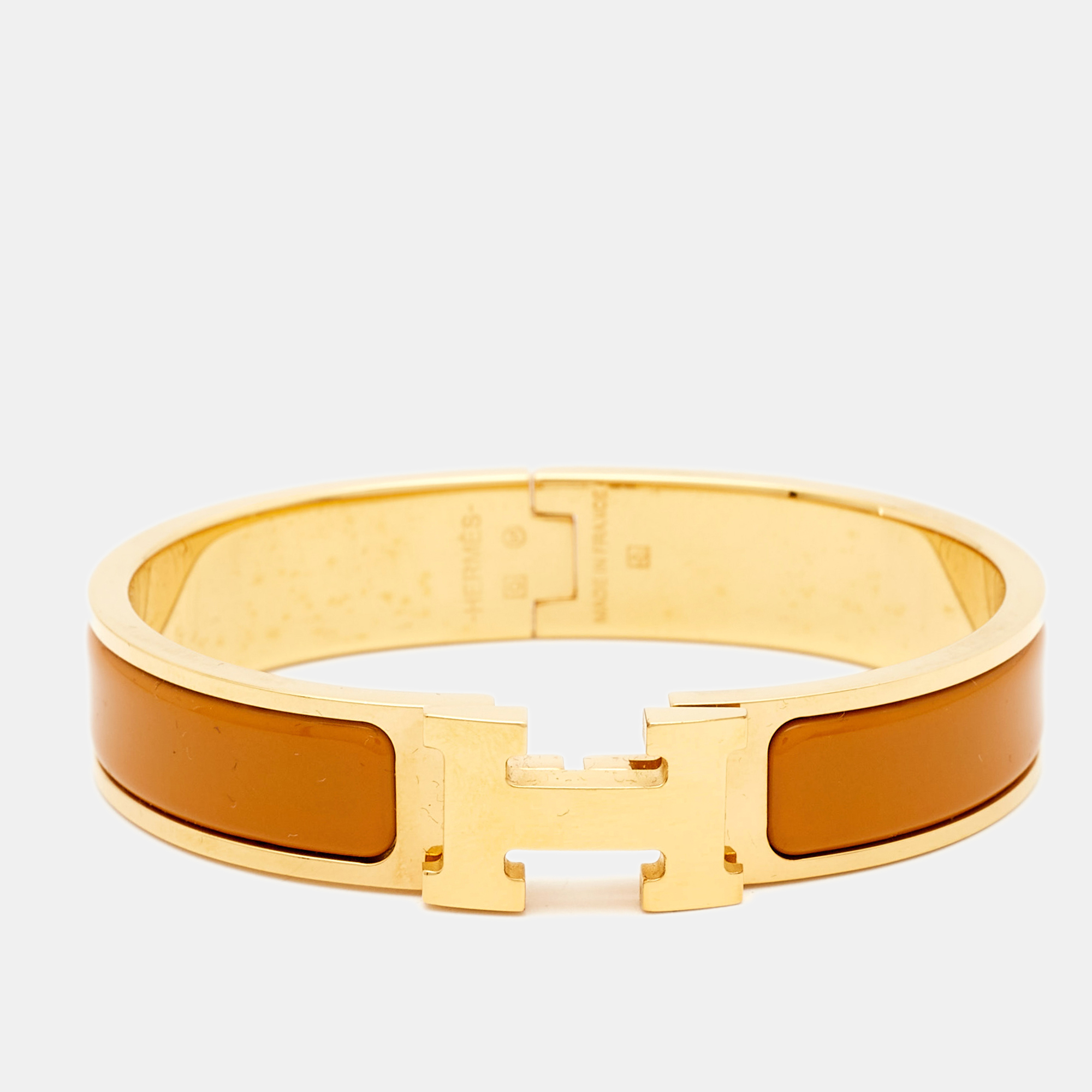 

Hermès Clic H Yellow Enamel Gold Plated Bracelet