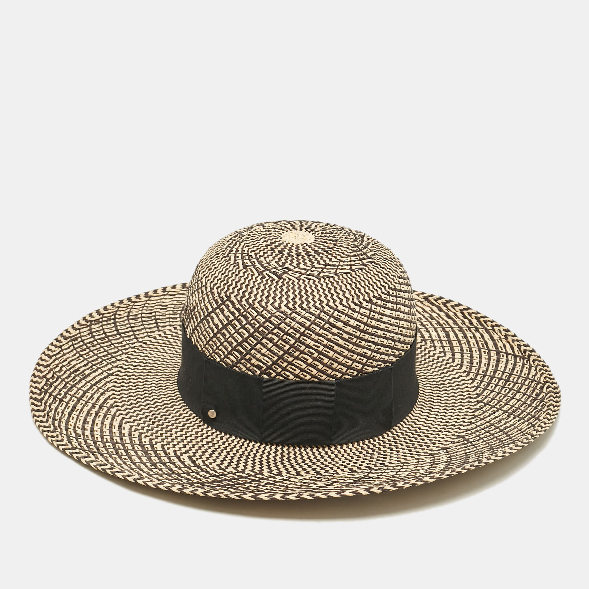 

Hermès Beige/Black Straw Anouk Panama Hat