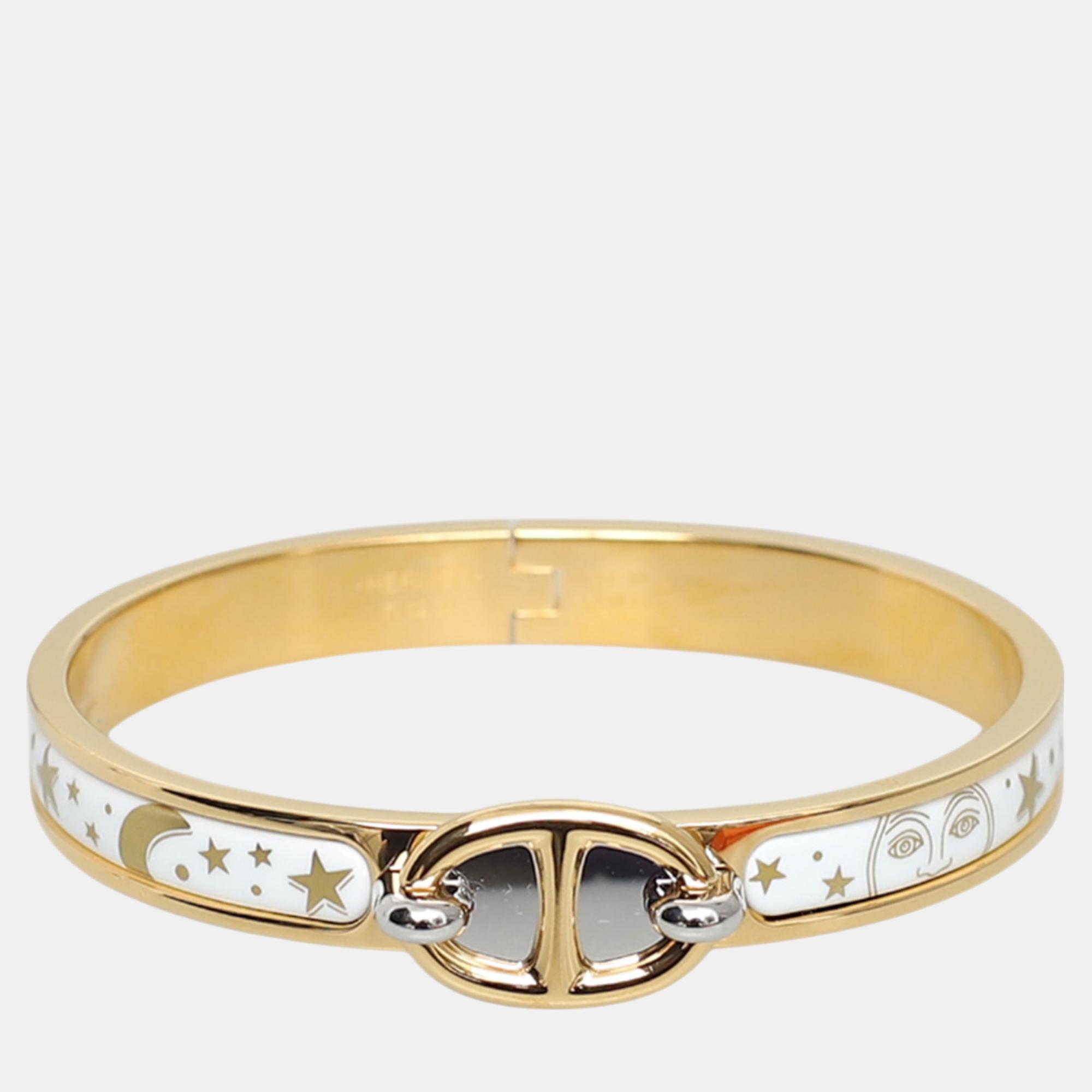 

Hermes Gold Metal Mini Clic Chaine D'Ancre Gloria Soli Bracelet