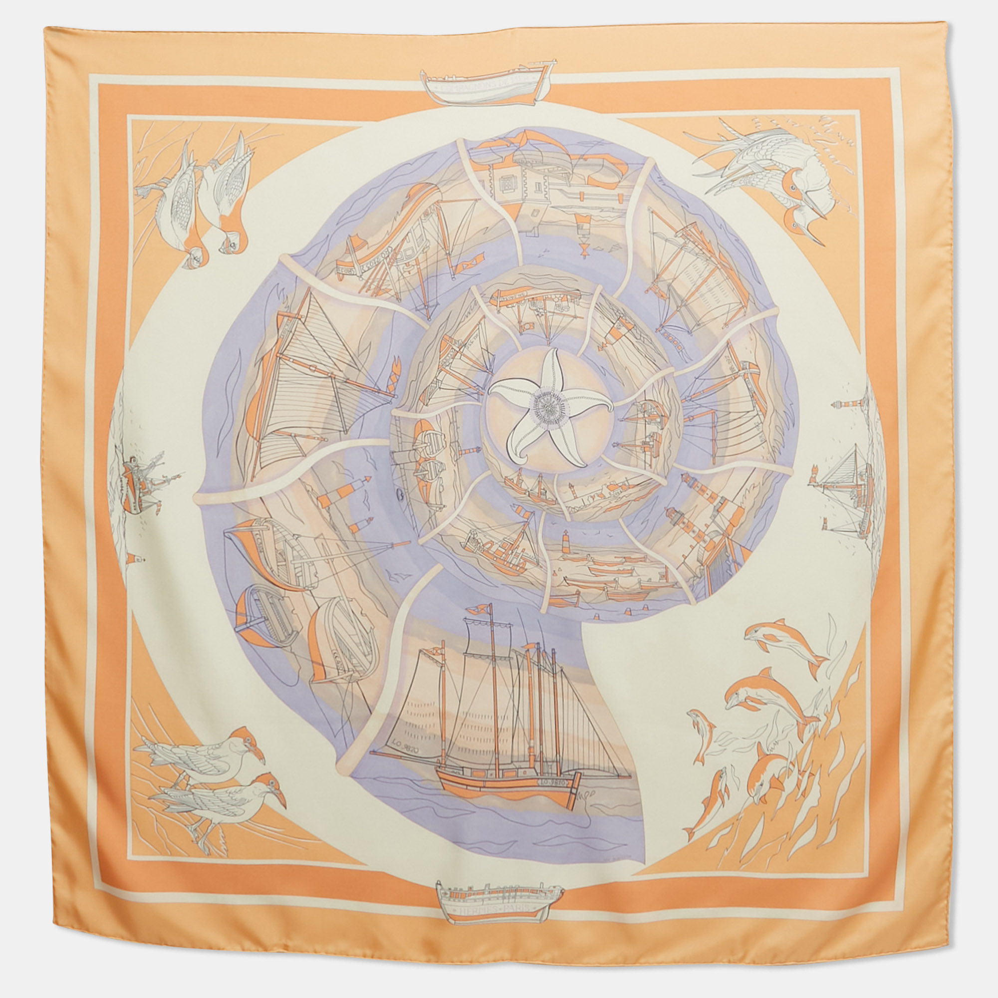 

Hermès Pink Printed Silk Compagnons de Mer Scarf