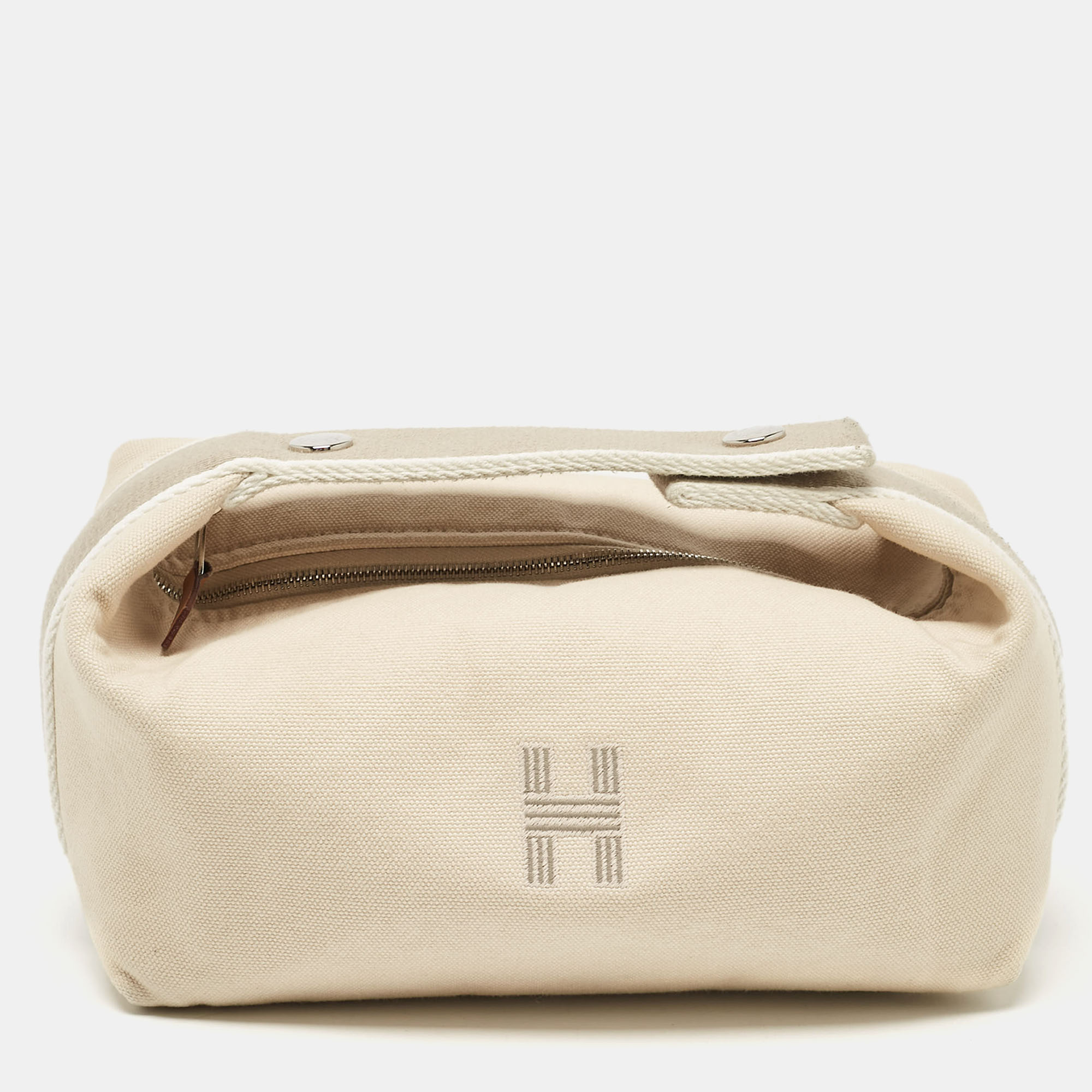 

Hermes Natural Canvas Small Bride-a-Brac Pouch, Beige