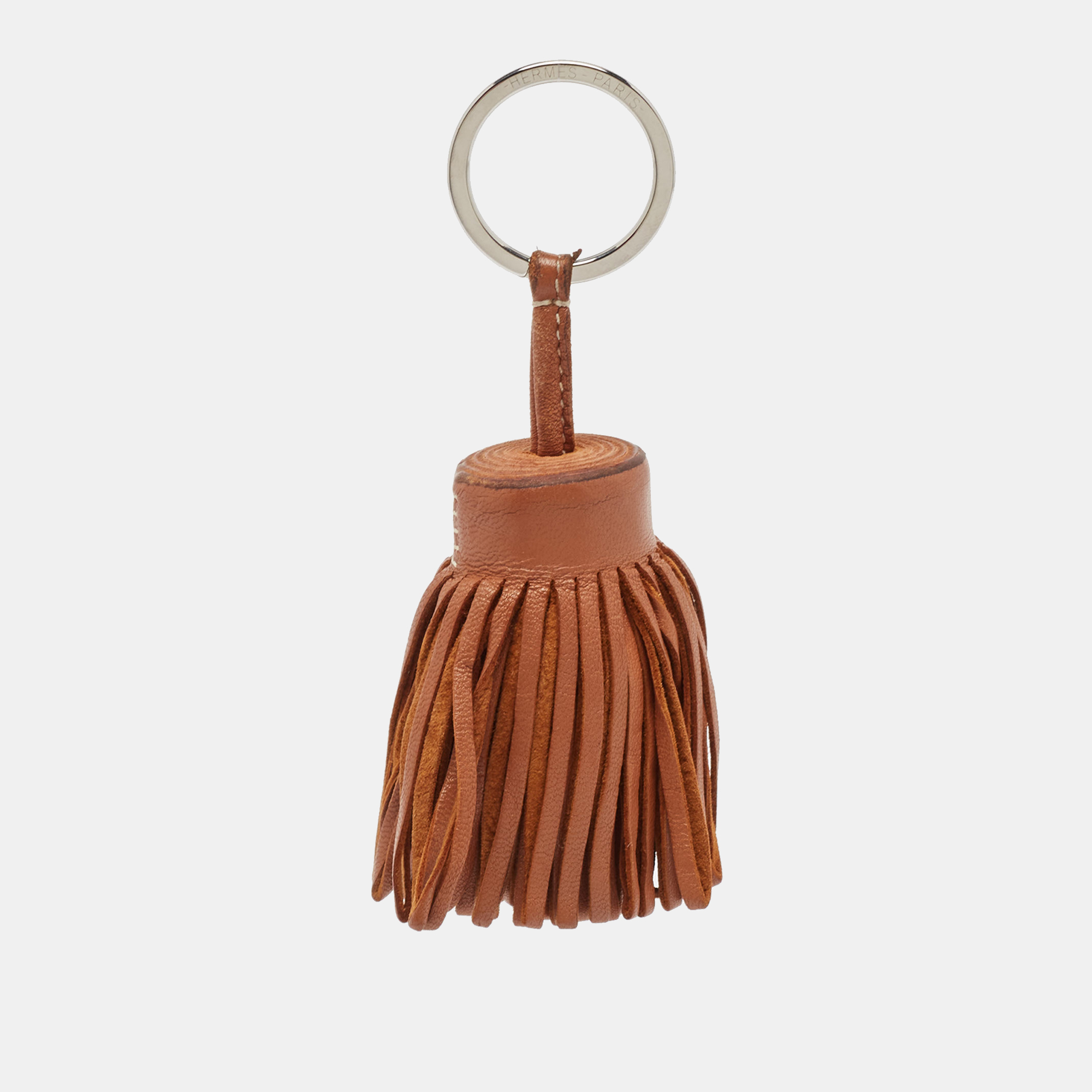 

Hermes Gold Swift Leather Carmen Tassel Key Ring, Brown