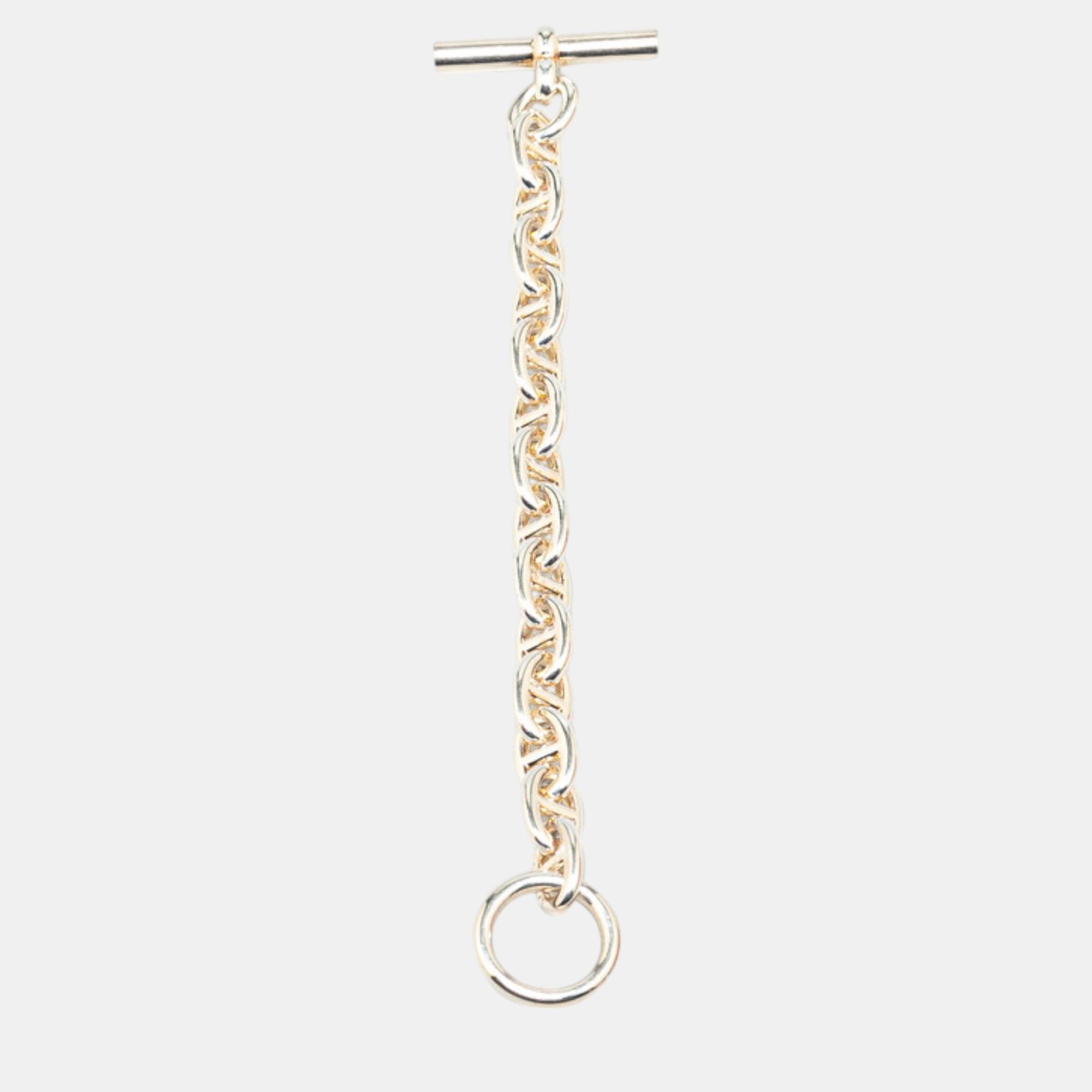 Hermes Silver Chain Bracelet 
