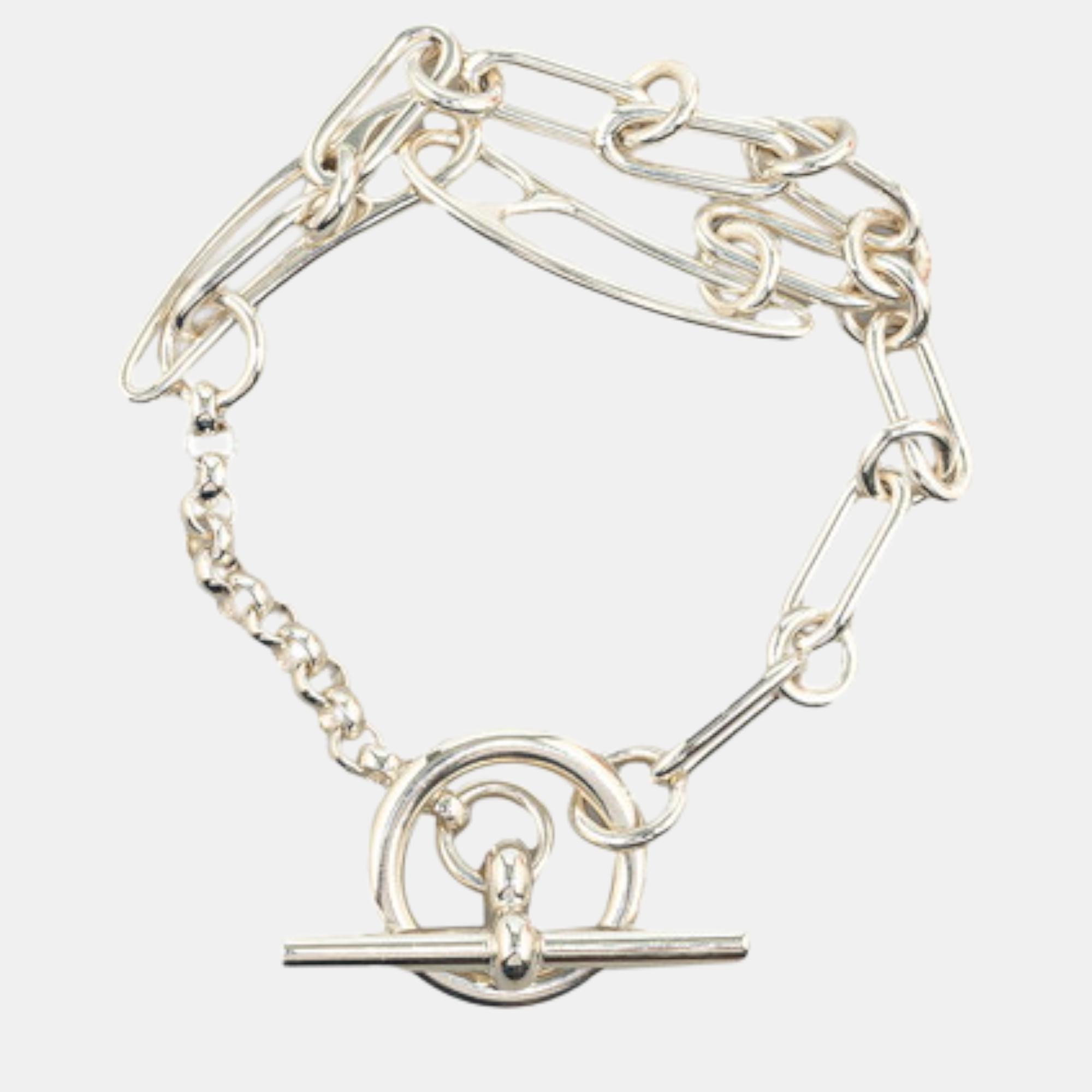 Pre-owned Hermes Chaine D'ancre Punk Bracelet Silver