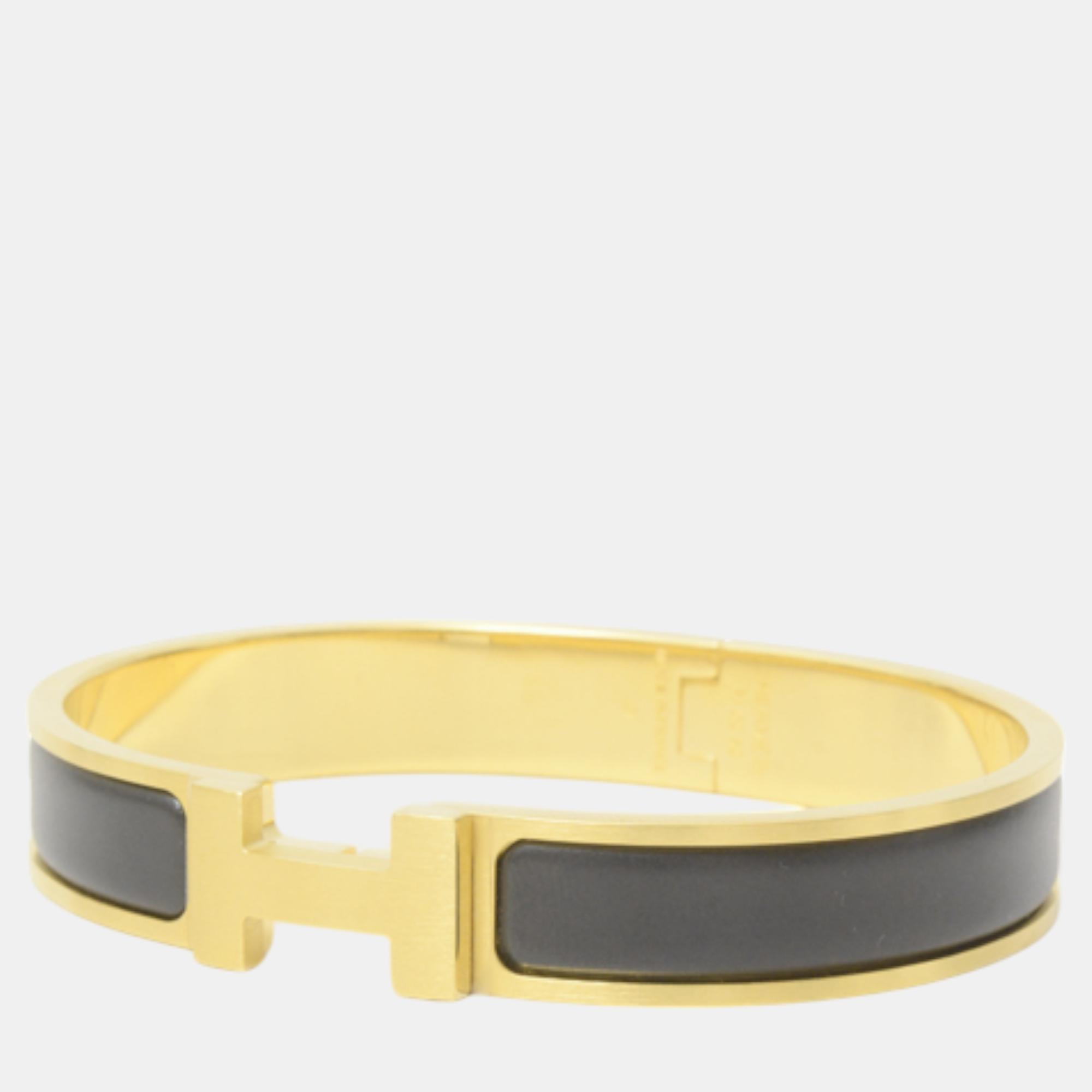 

Hermes Enamel Bangle Bracelet Gold