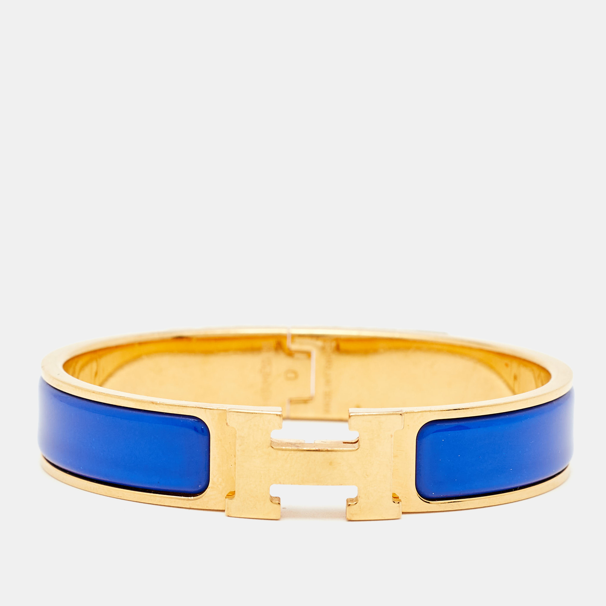 

Hermès Clic H Blue Enamel Gold Plated Bracelet