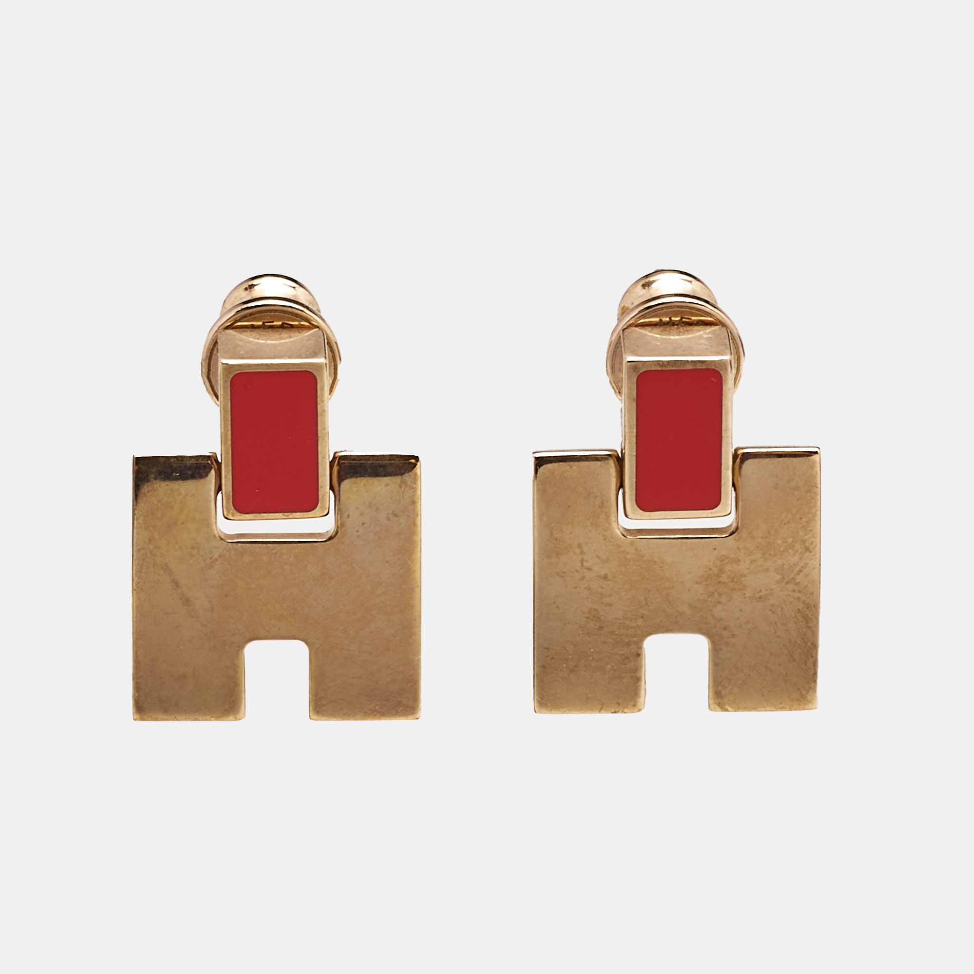 

Hermès Eileen Enamel Gold Tone Earrings