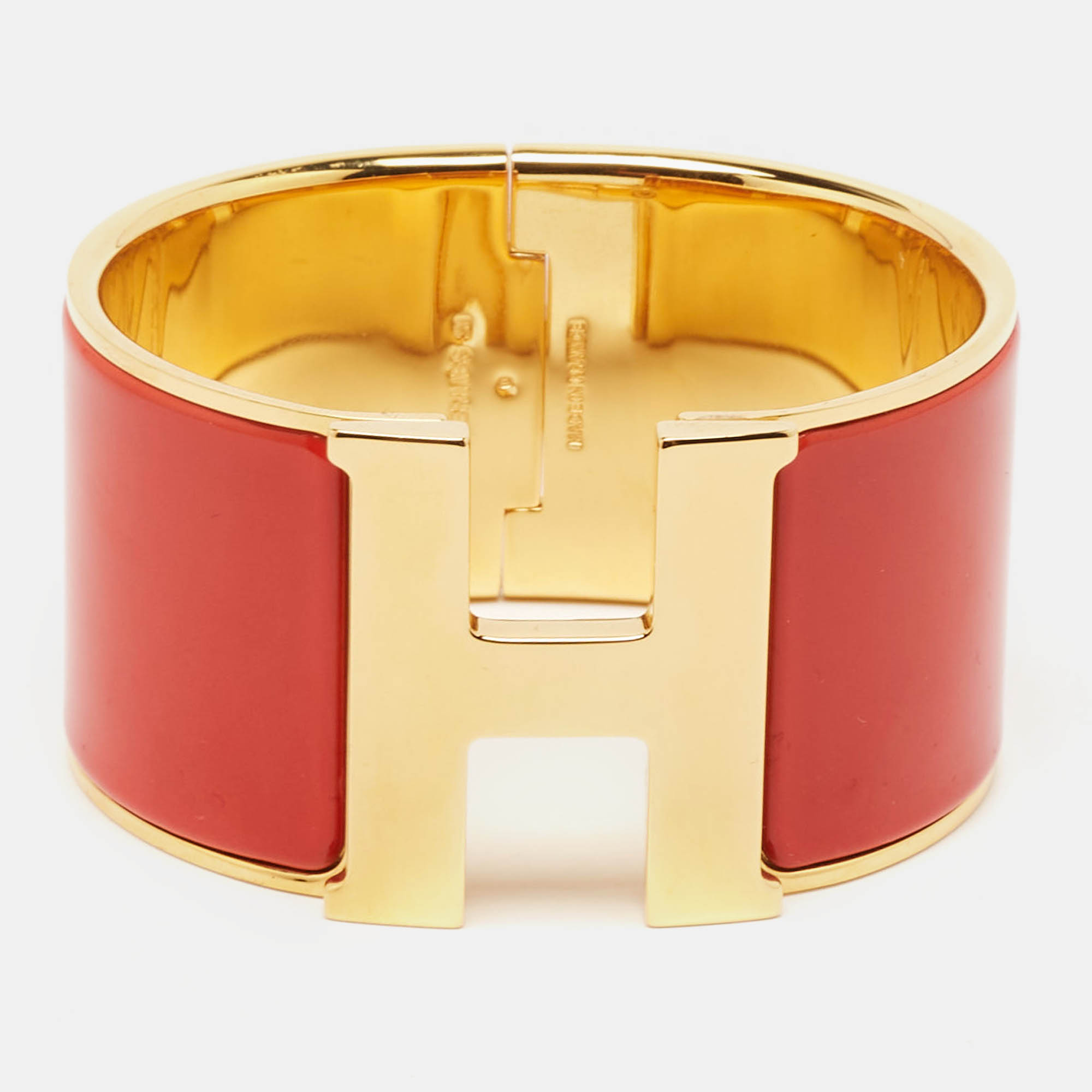 

Hermès Clic Clac H Enamel Gold Plated Extra Wide Bracelet