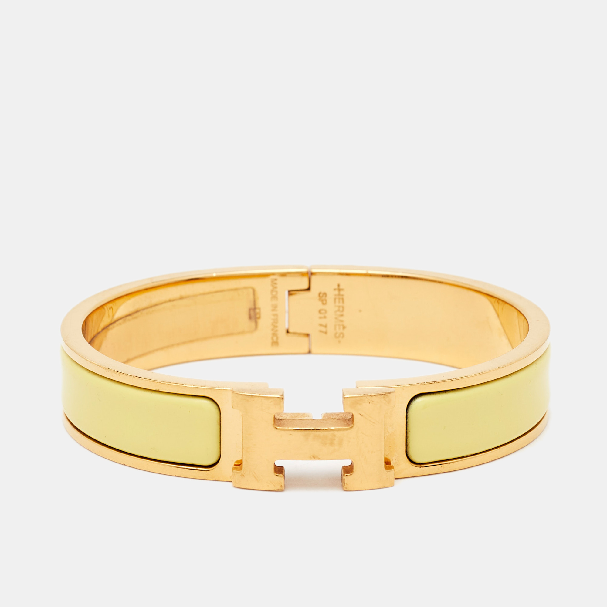 

Hermès Clic H Yellow Enamel Gold Plated Bracelet