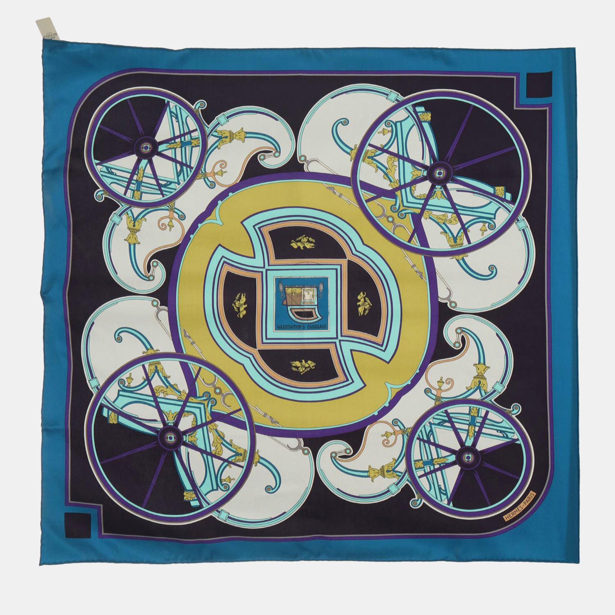 

Hermes Washington's Carriage Scarf, Blue