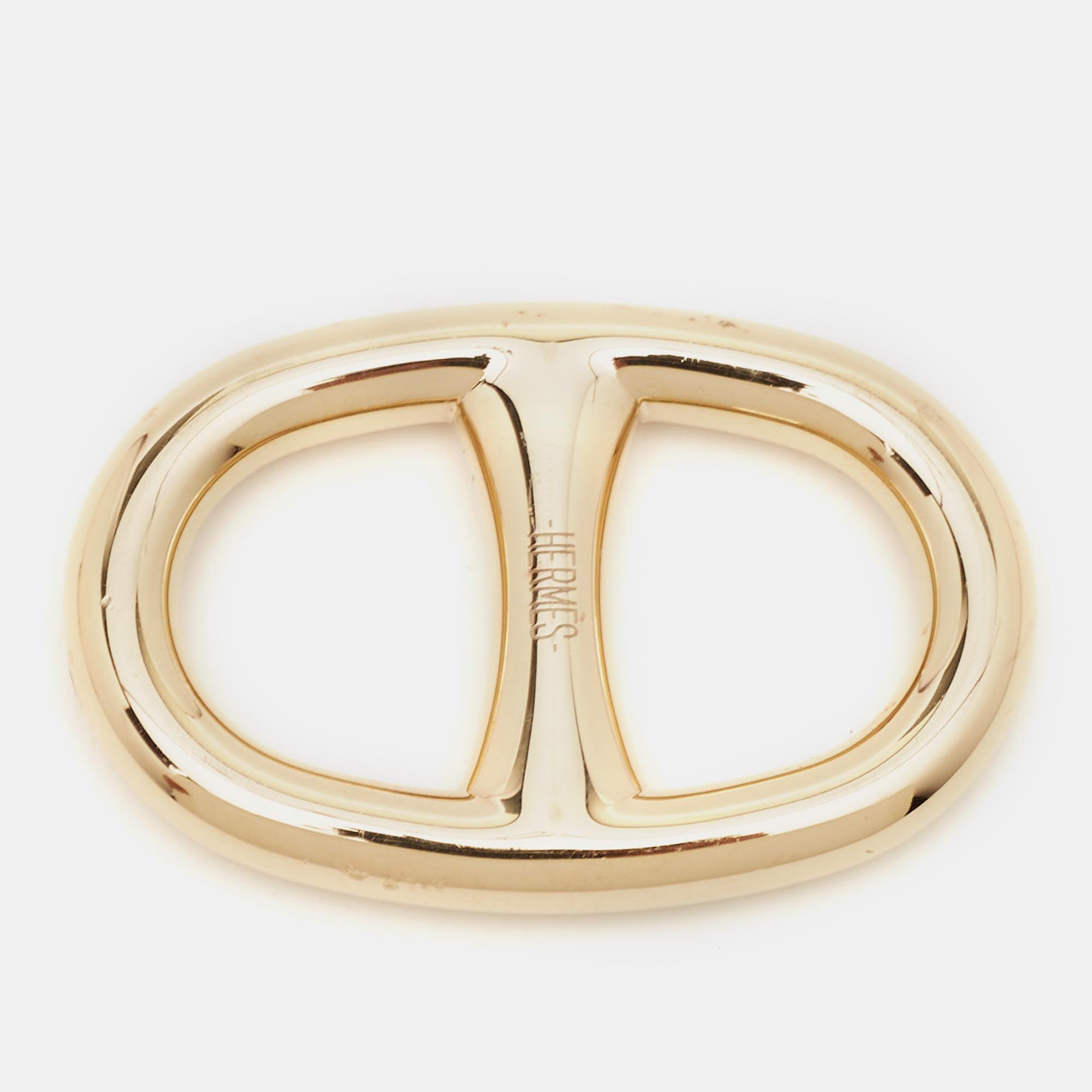 

Hermes Chaine D'Ancre Gold Tone Scarf Ring